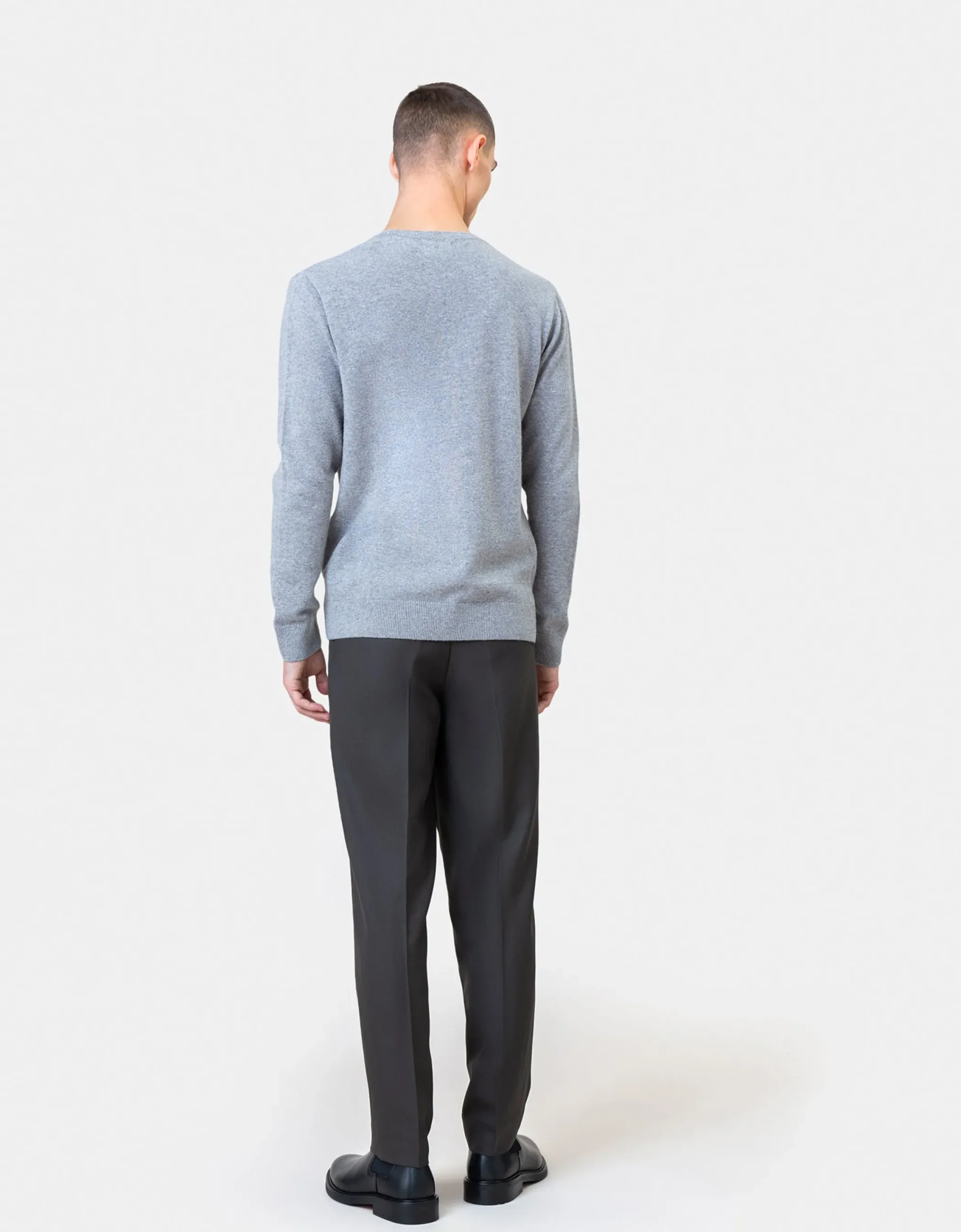 Light Merino Wool Crew - Deep Black