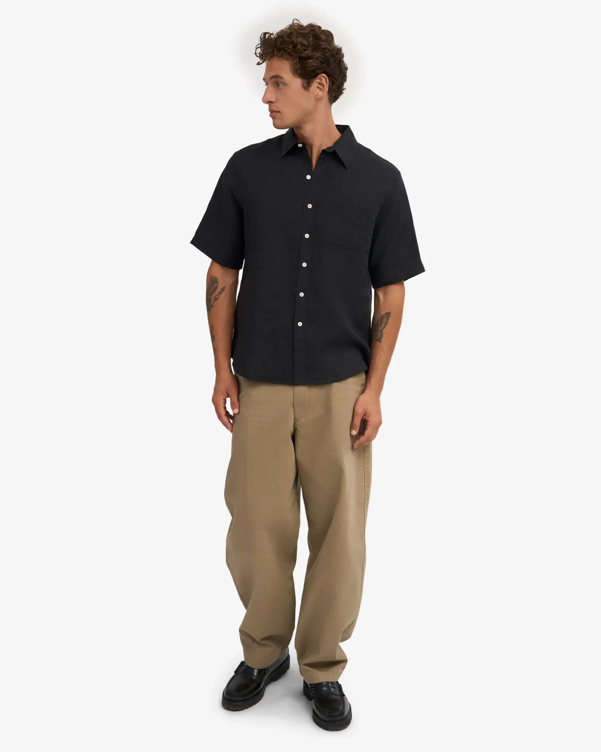 Linen SS Shirt - Deep Black