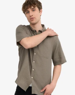 Linen SS Shirt - Dusty Olive
