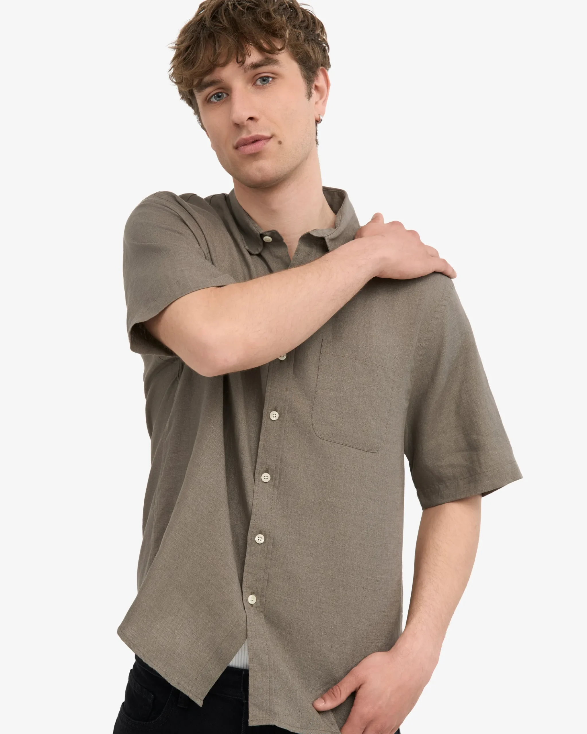 Linen SS Shirt - Dusty Olive