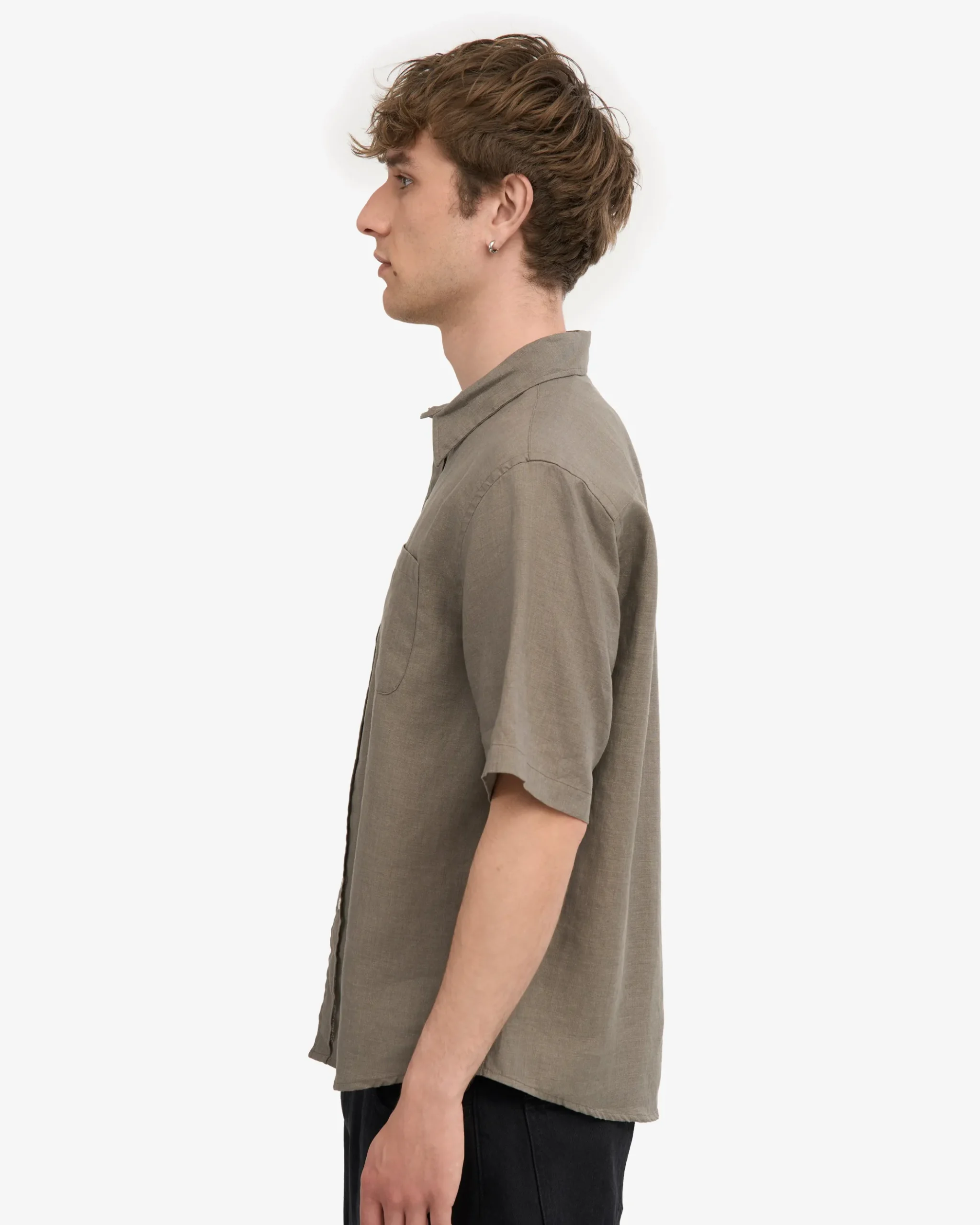 Linen SS Shirt - Dusty Olive
