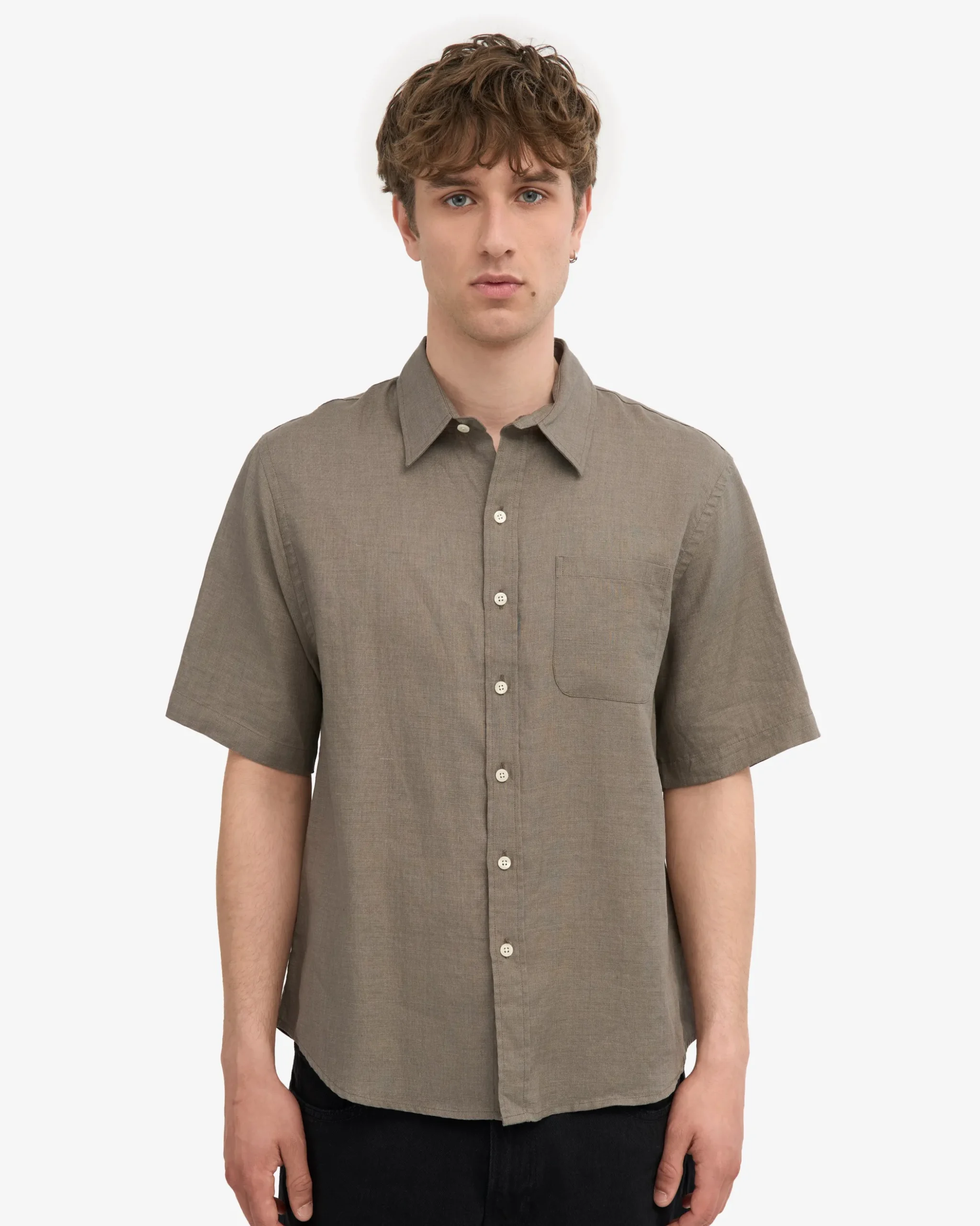 Linen SS Shirt - Dusty Olive