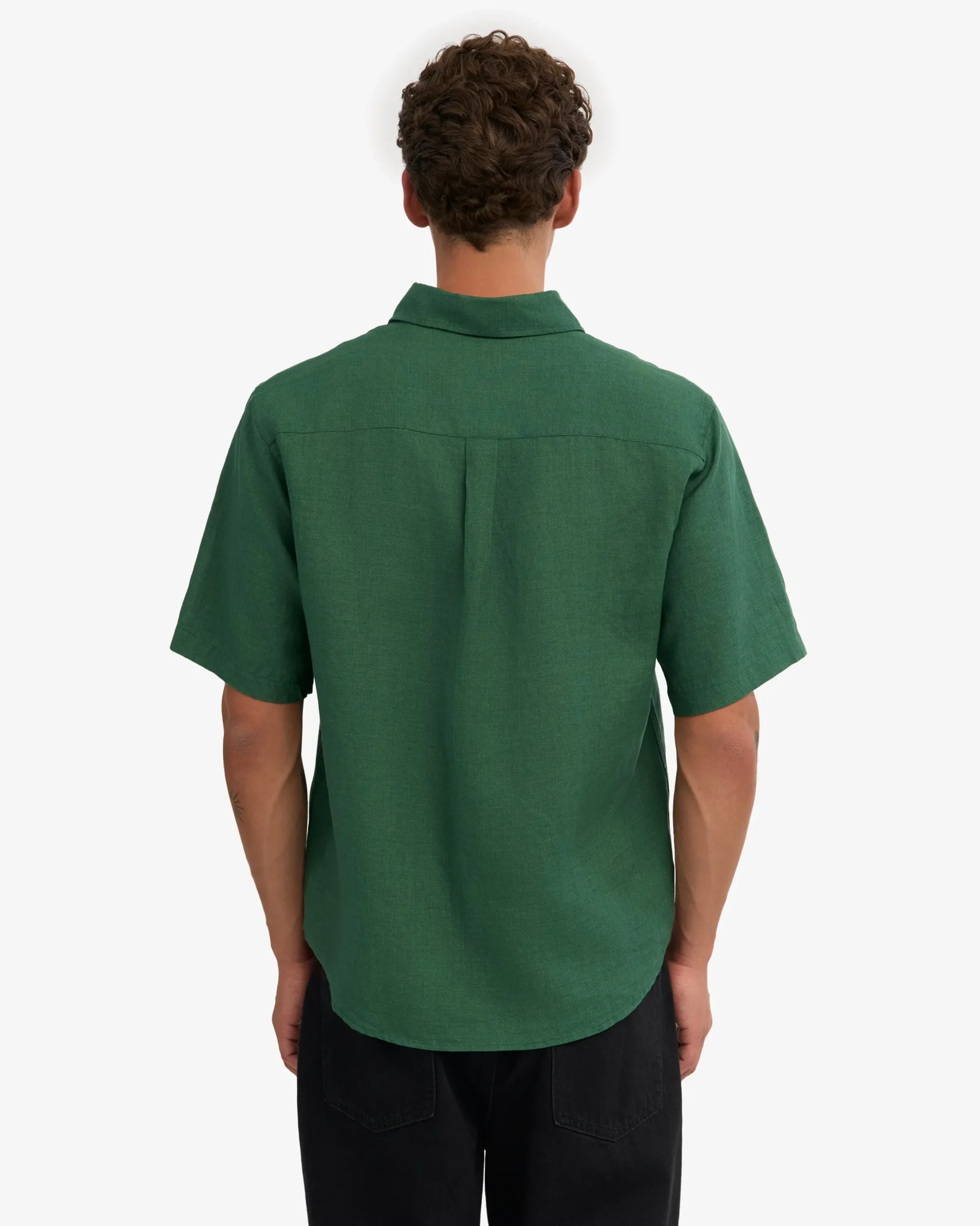 Linen SS Shirt - Emerald Green