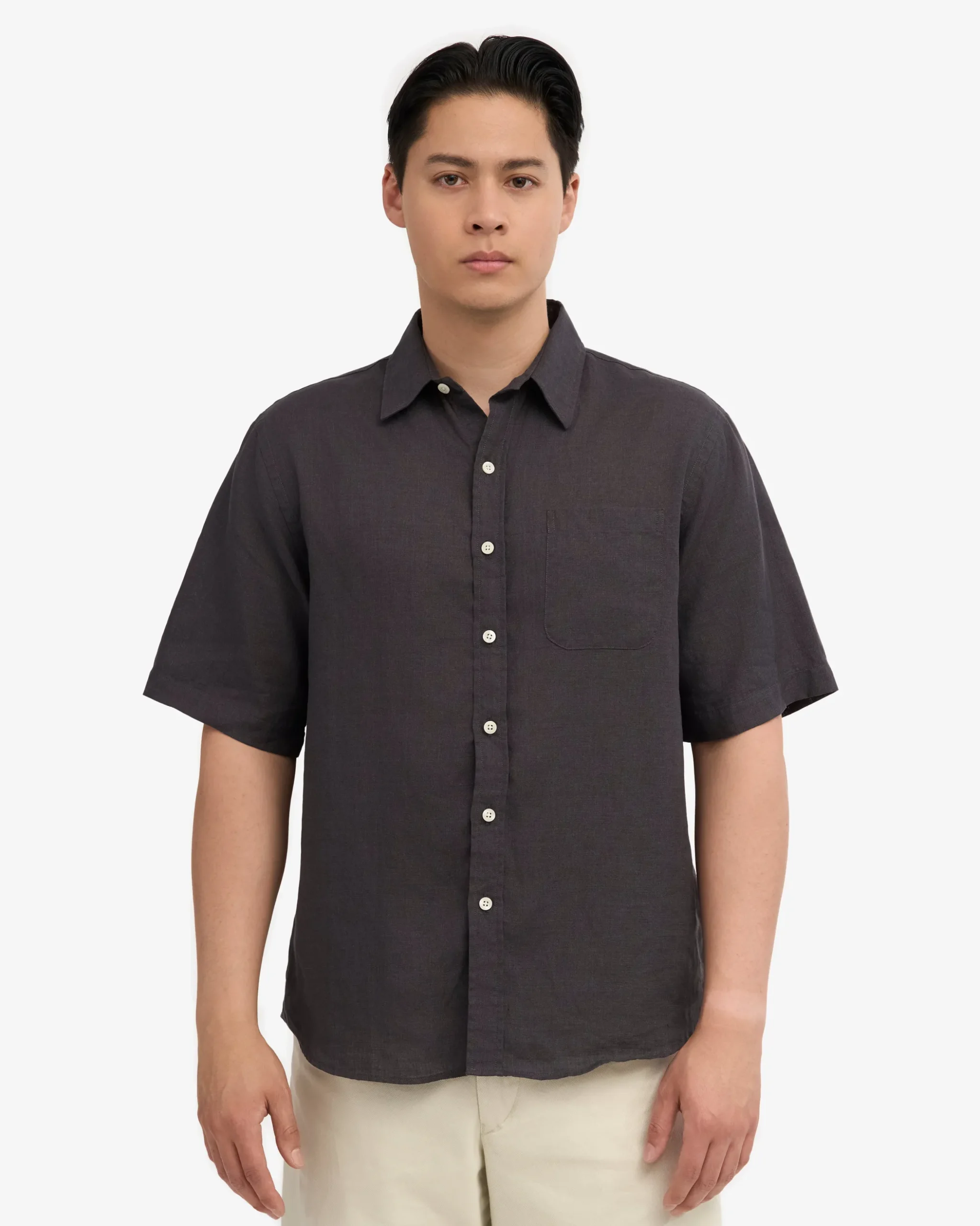 Linen SS Shirt - Lava Grey
