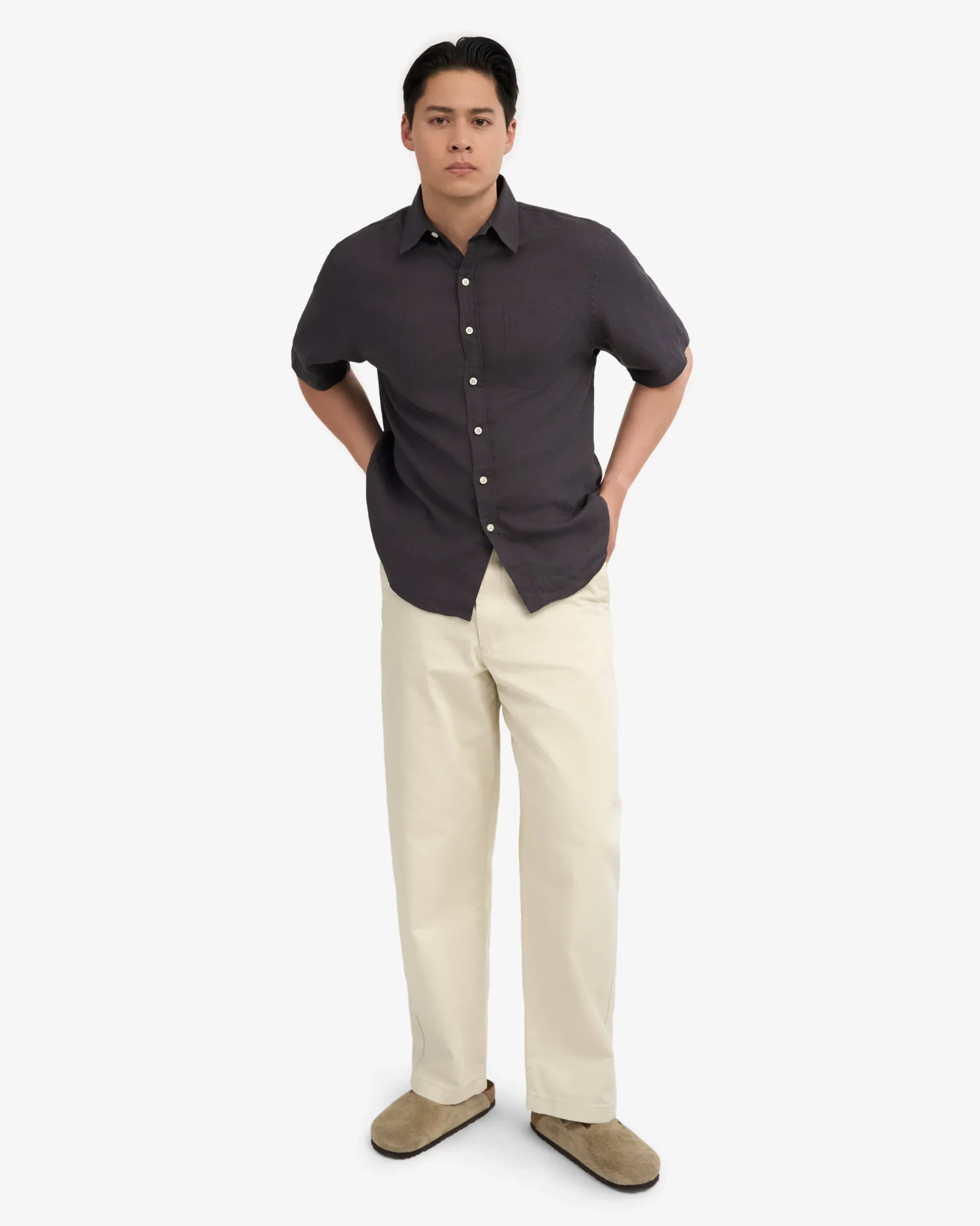 Linen SS Shirt - Lava Grey