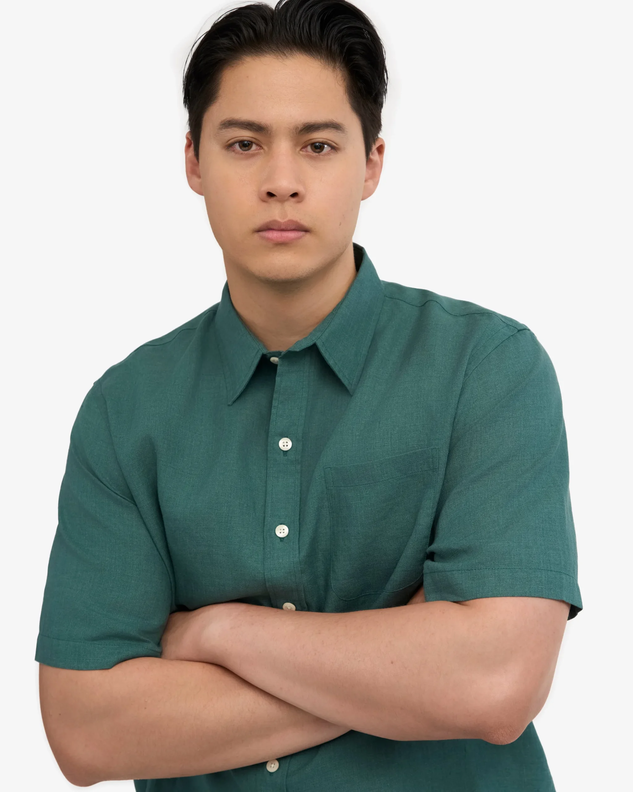 Linen SS Shirt - Ocean Green