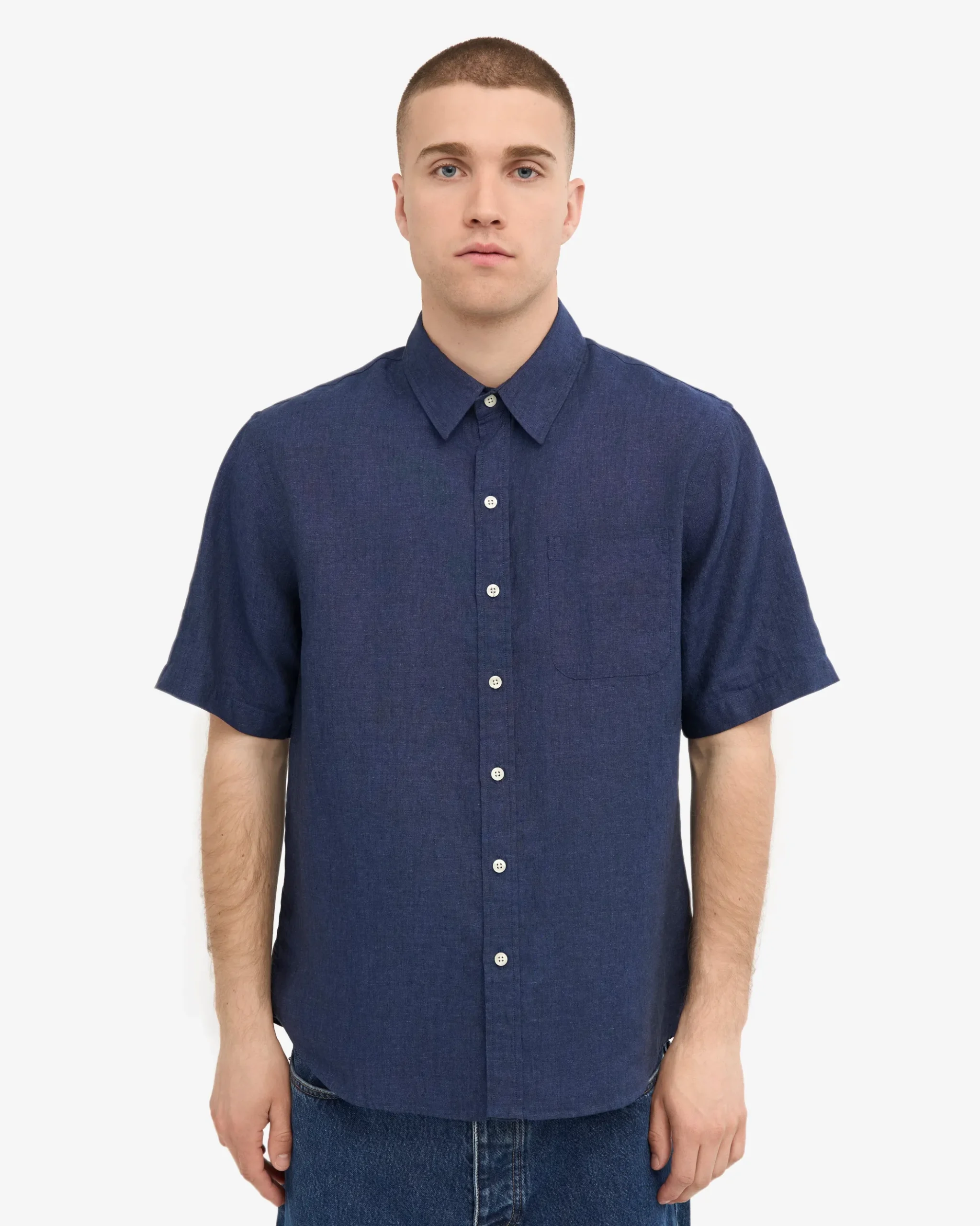 Linen SS Shirt - Petrol Blue