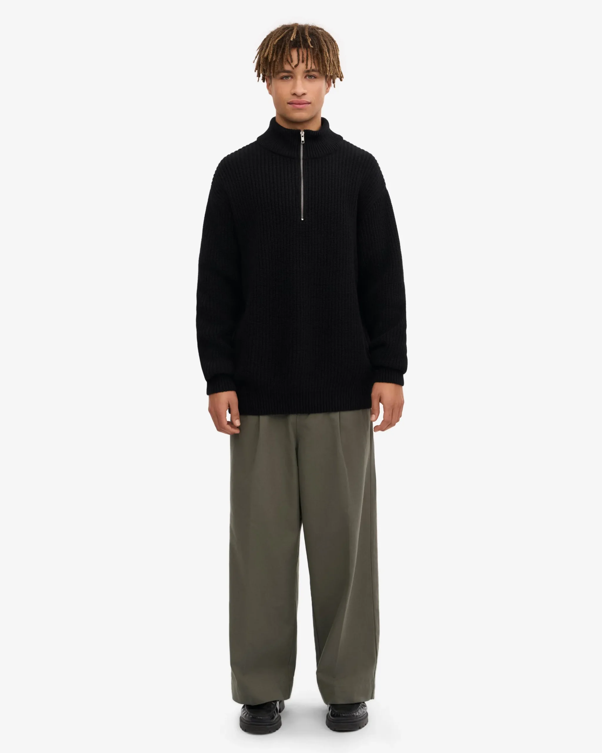 Merino Quarter Zip - Deep Black