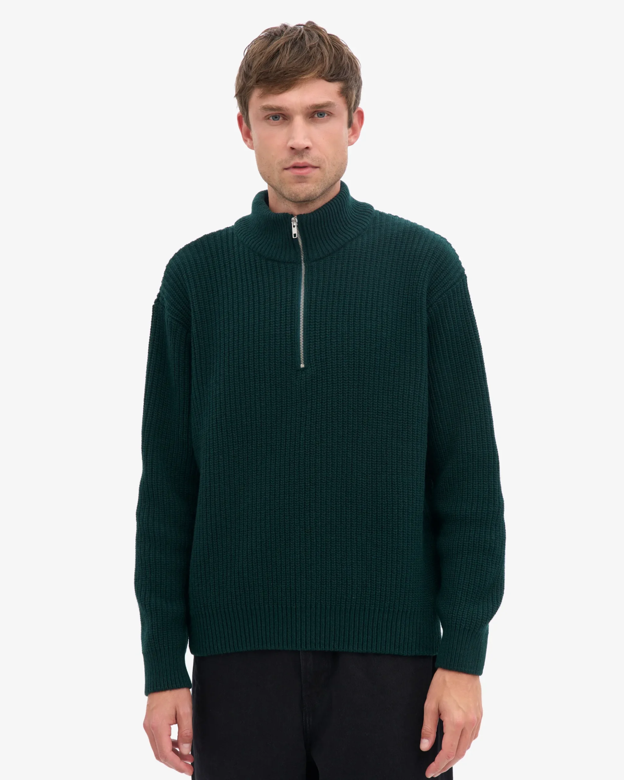 Merino Quarter Zip - Emerald Green