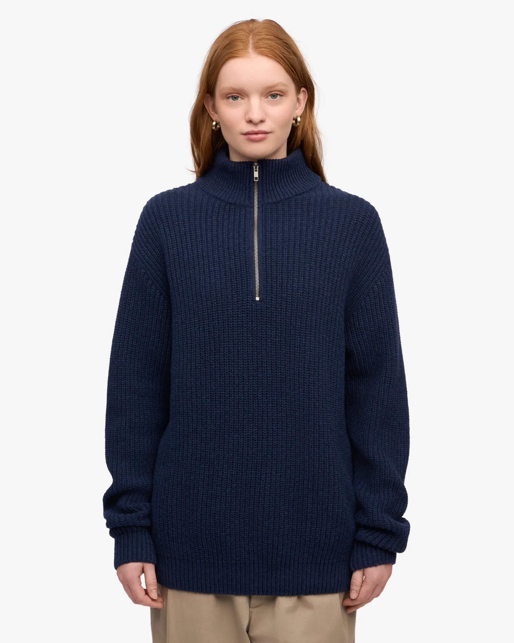 Merino Quarter Zip - Marine Blue