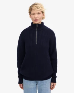Merino Quarter Zip - Navy Blue