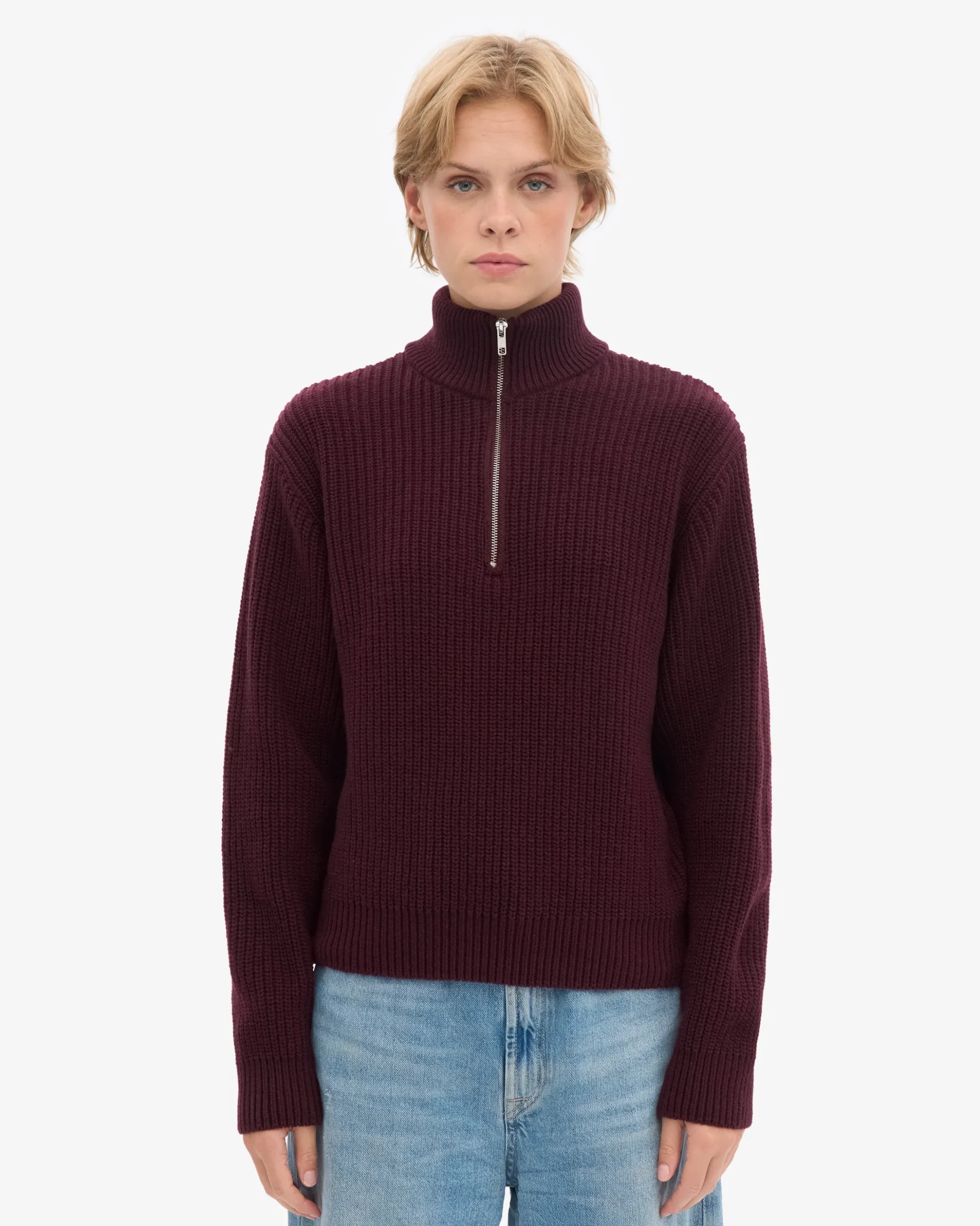 Merino Quarter Zip - Oxblood Red