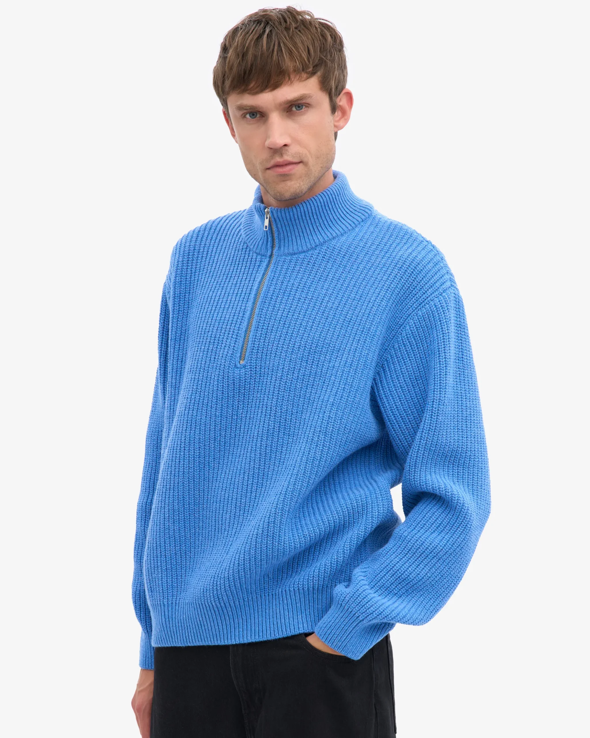 Merino Quarter Zip - Pacific Blue