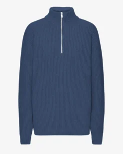 Merino Quarter Zip - Petrol Blue
