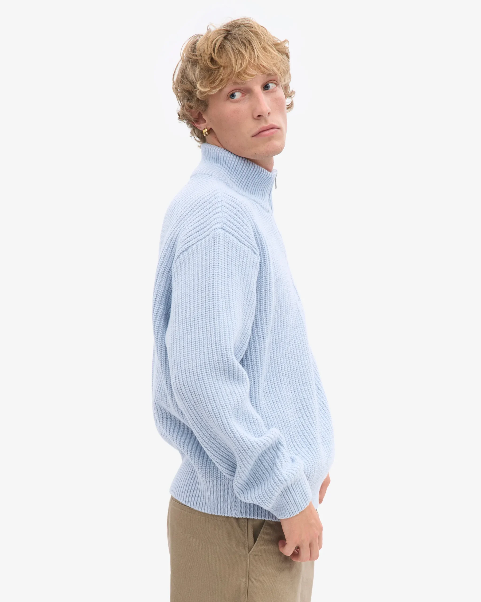 Merino Quarter Zip - Polar Blue