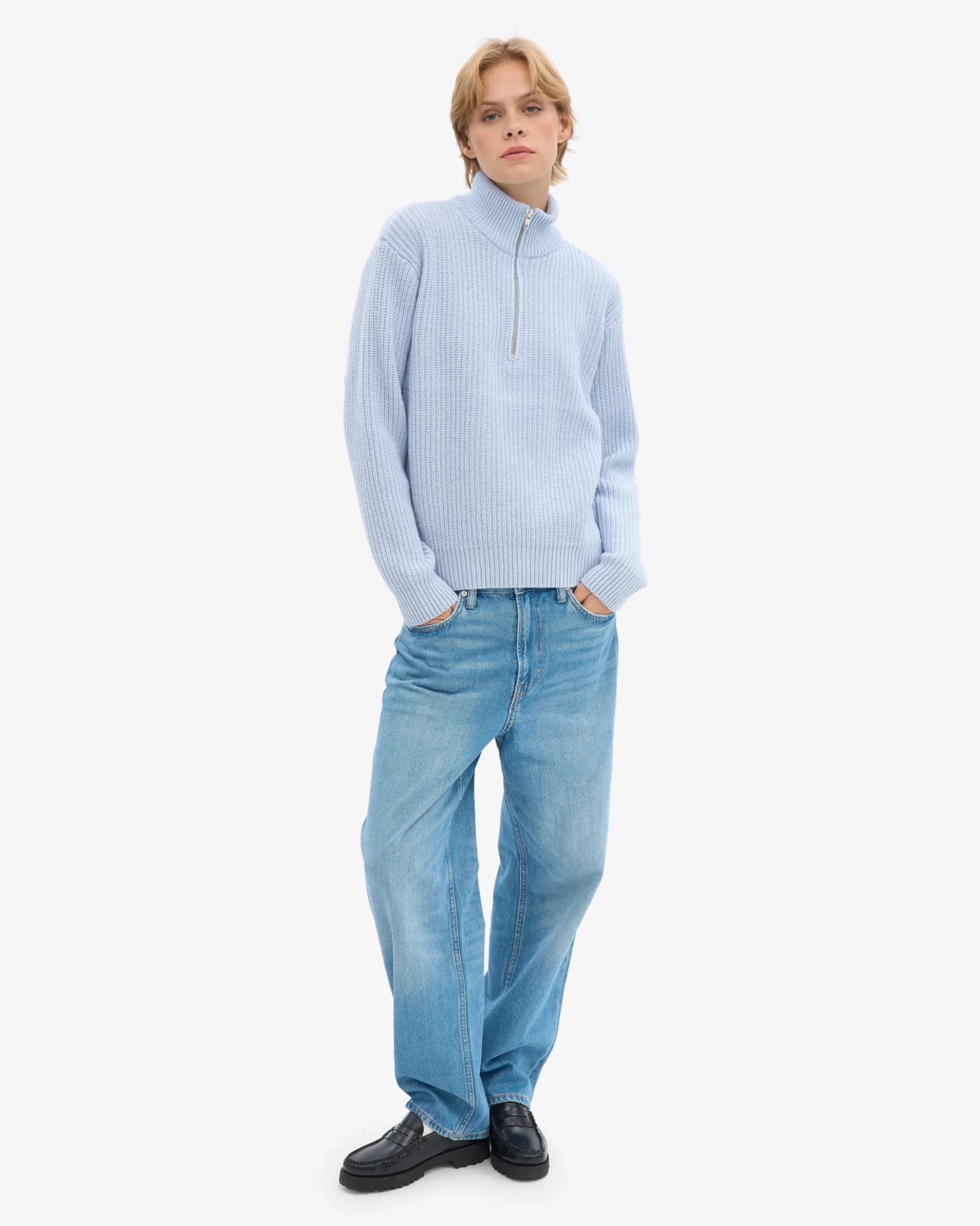 Merino Quarter Zip - Polar Blue