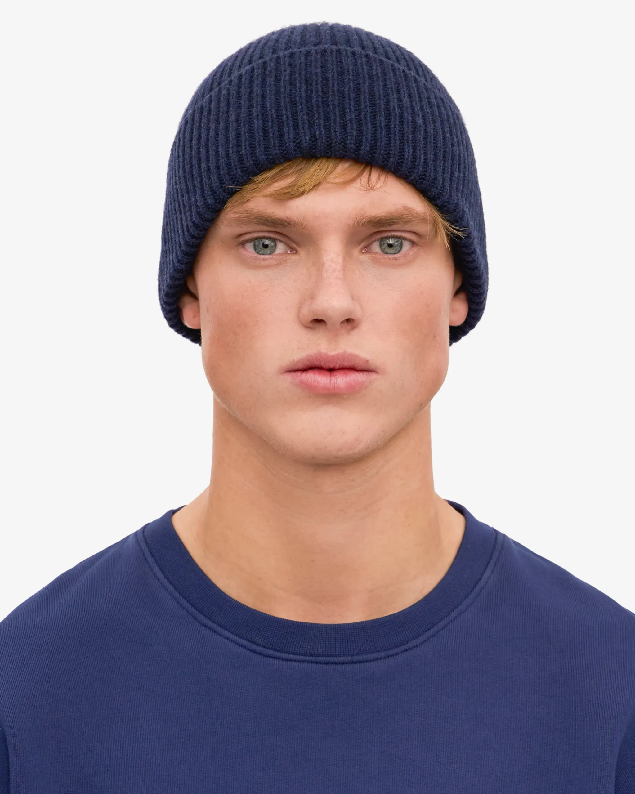 Merino Wool Beanie - Marine Blue