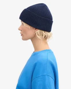 Merino Wool Beanie - Marine Blue