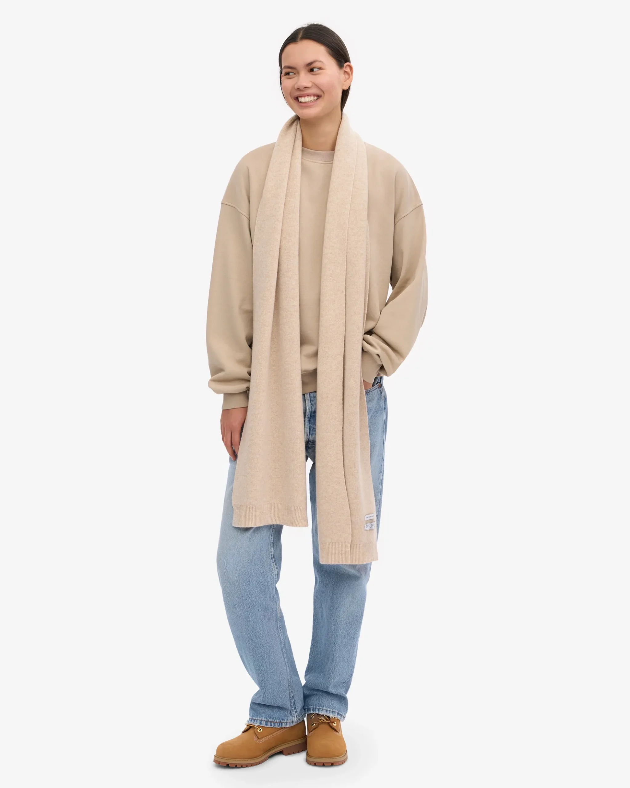 Merino Wool Beanie & Scarf - Ivory White