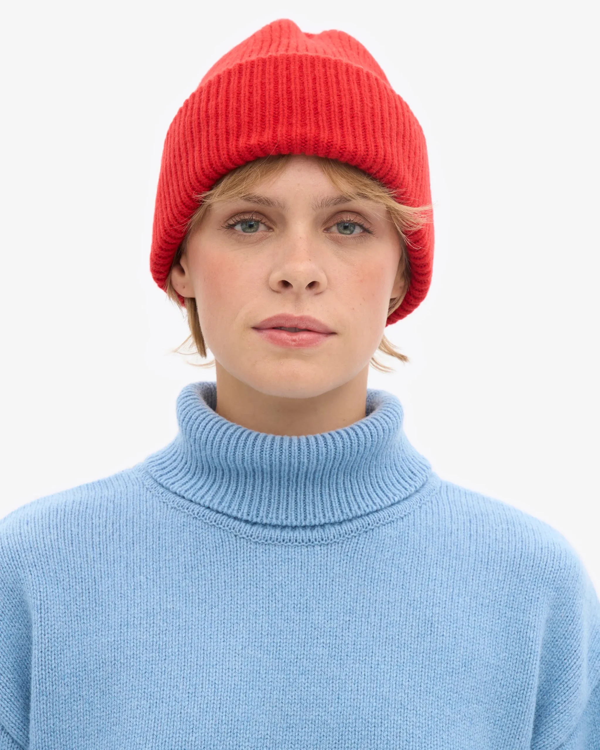 Merino Wool Hat - Red Tangerine