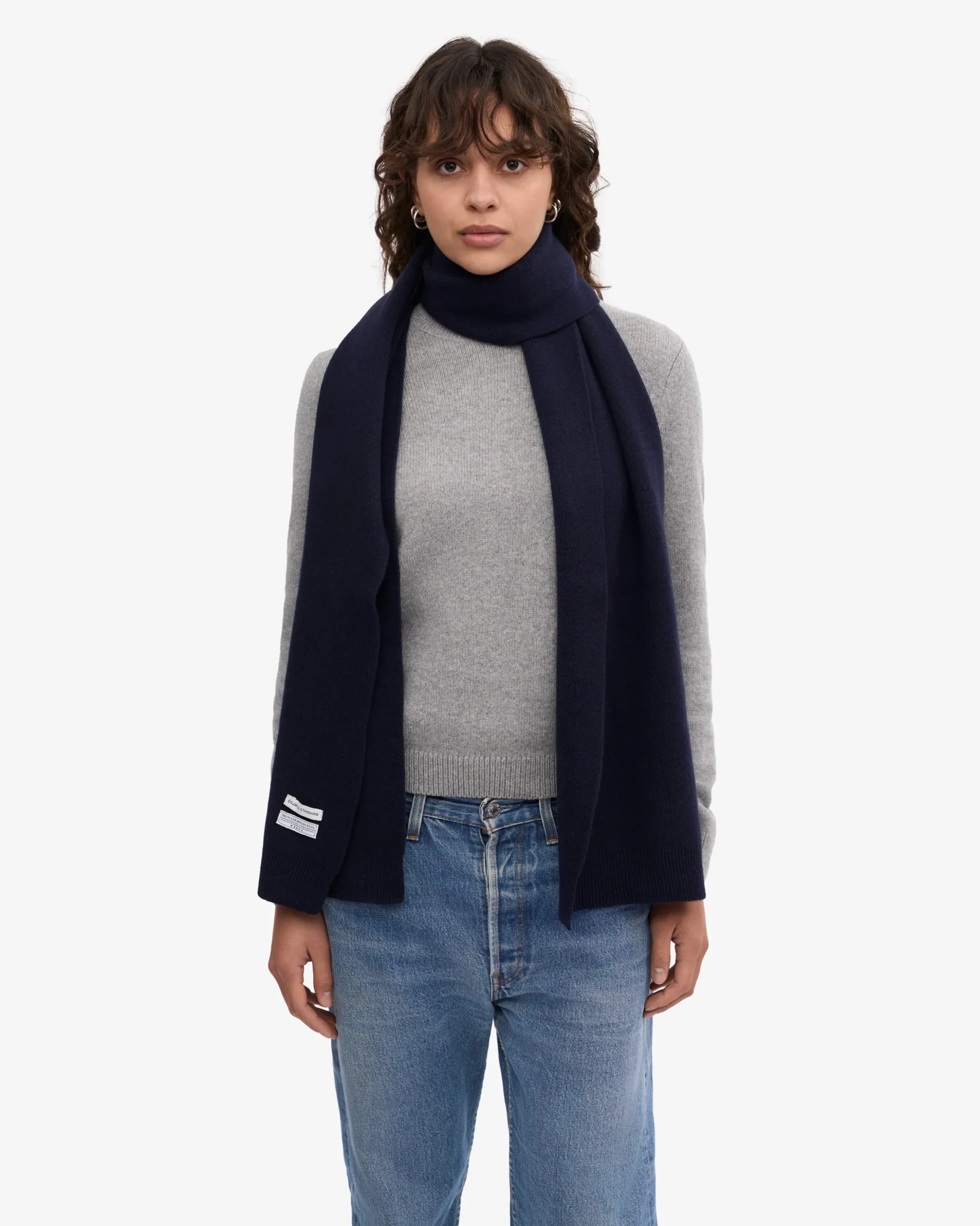 Merino Wool Scarf - Navy Blue