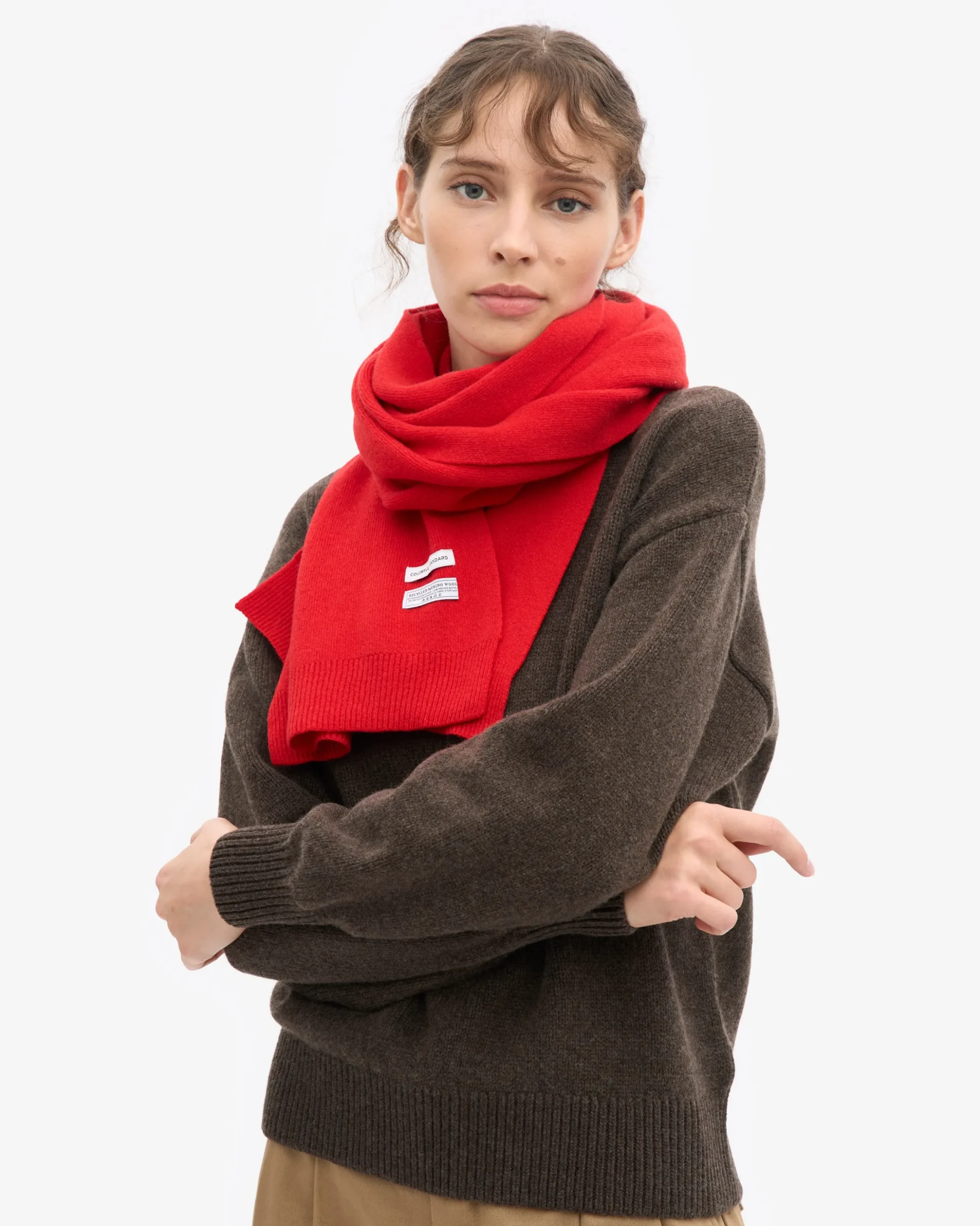 Merino Wool Scarf - Red Tangerine
