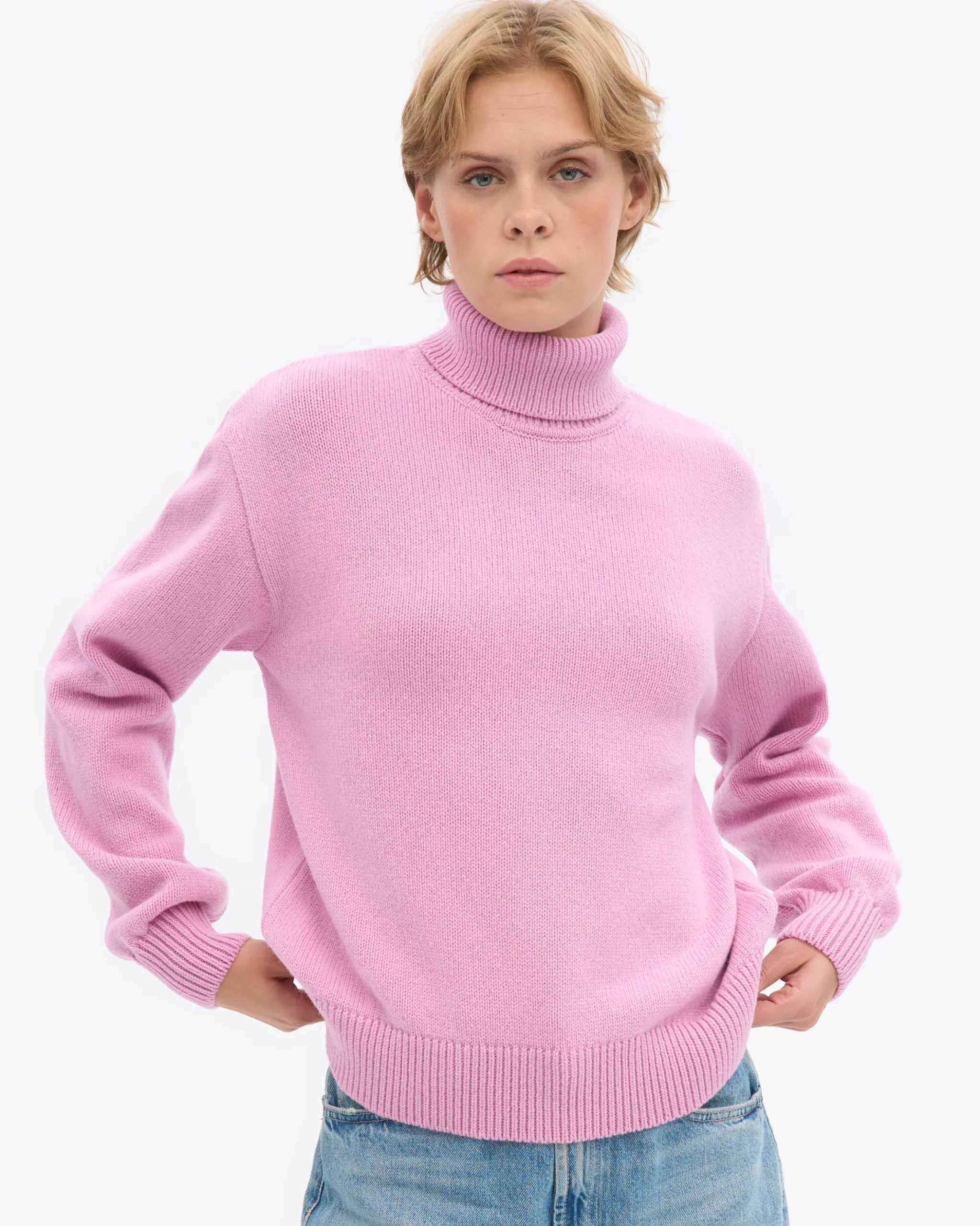 Merino Wool Turtleneck - Cherry Blossom