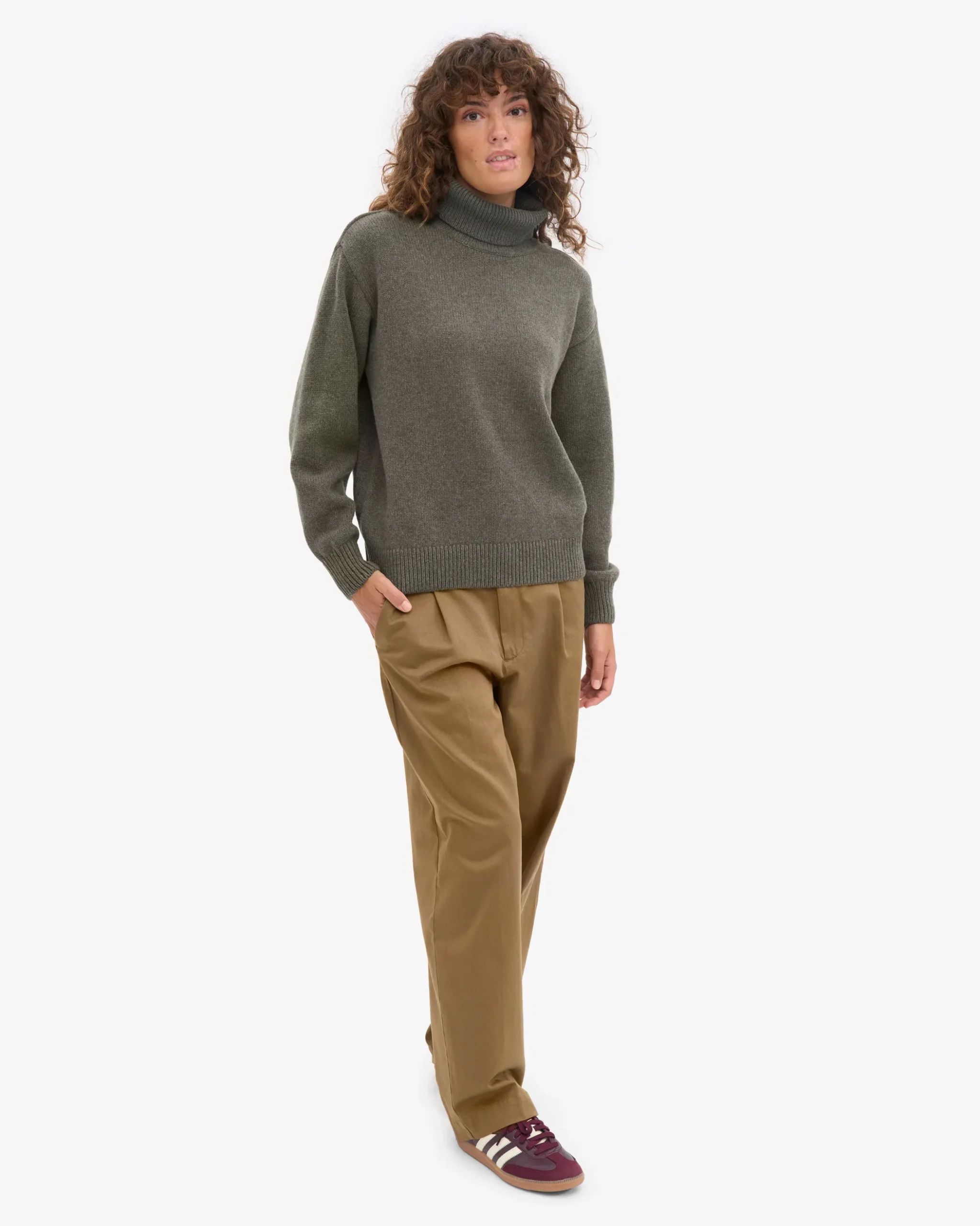 Merino Wool Turtleneck - Dusty Olive