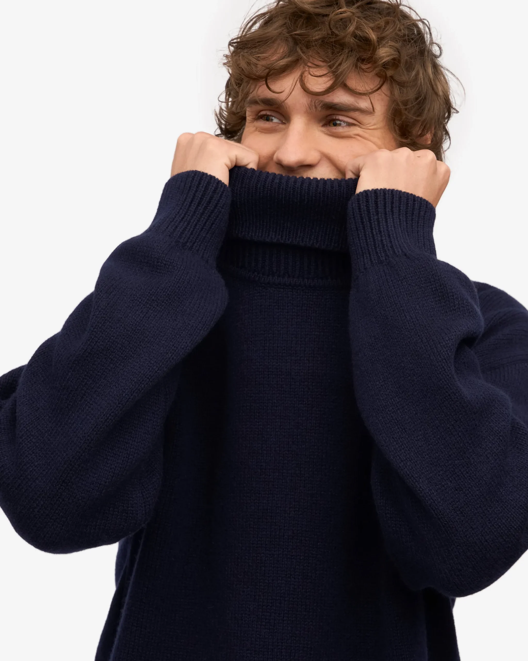 Merino Wool Turtleneck - Navy Blue