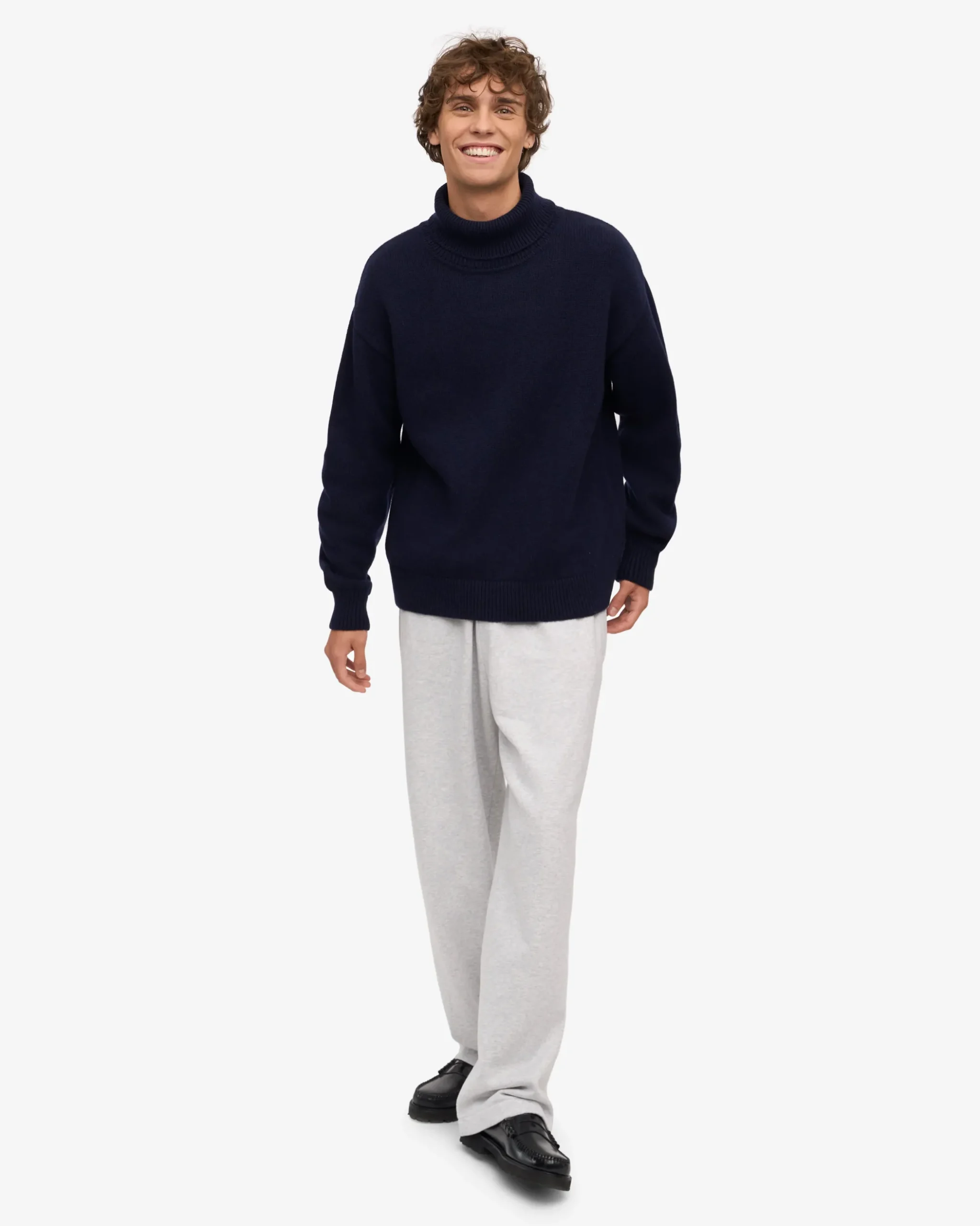 Merino Wool Turtleneck - Navy Blue