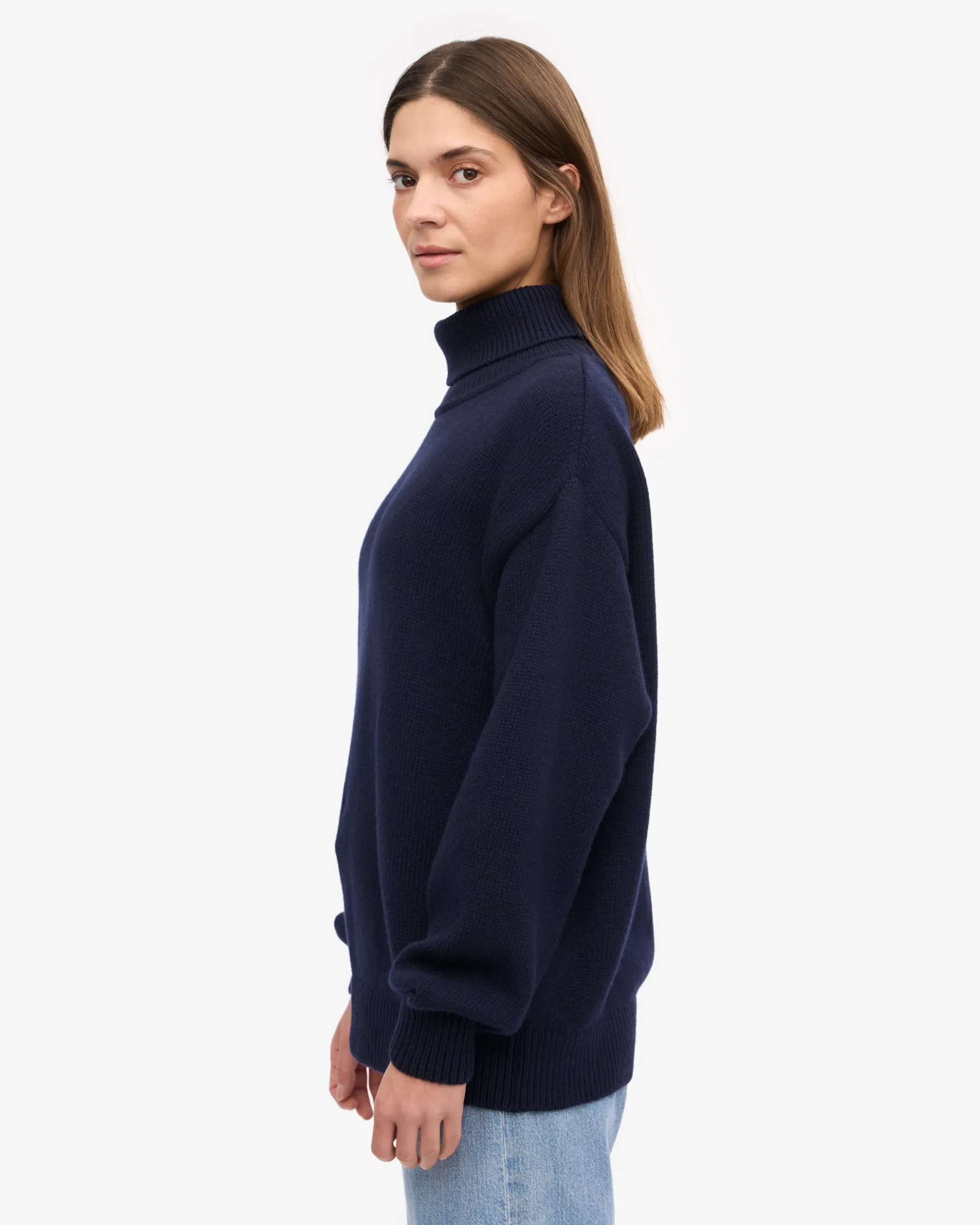 Merino Wool Turtleneck - Navy Blue