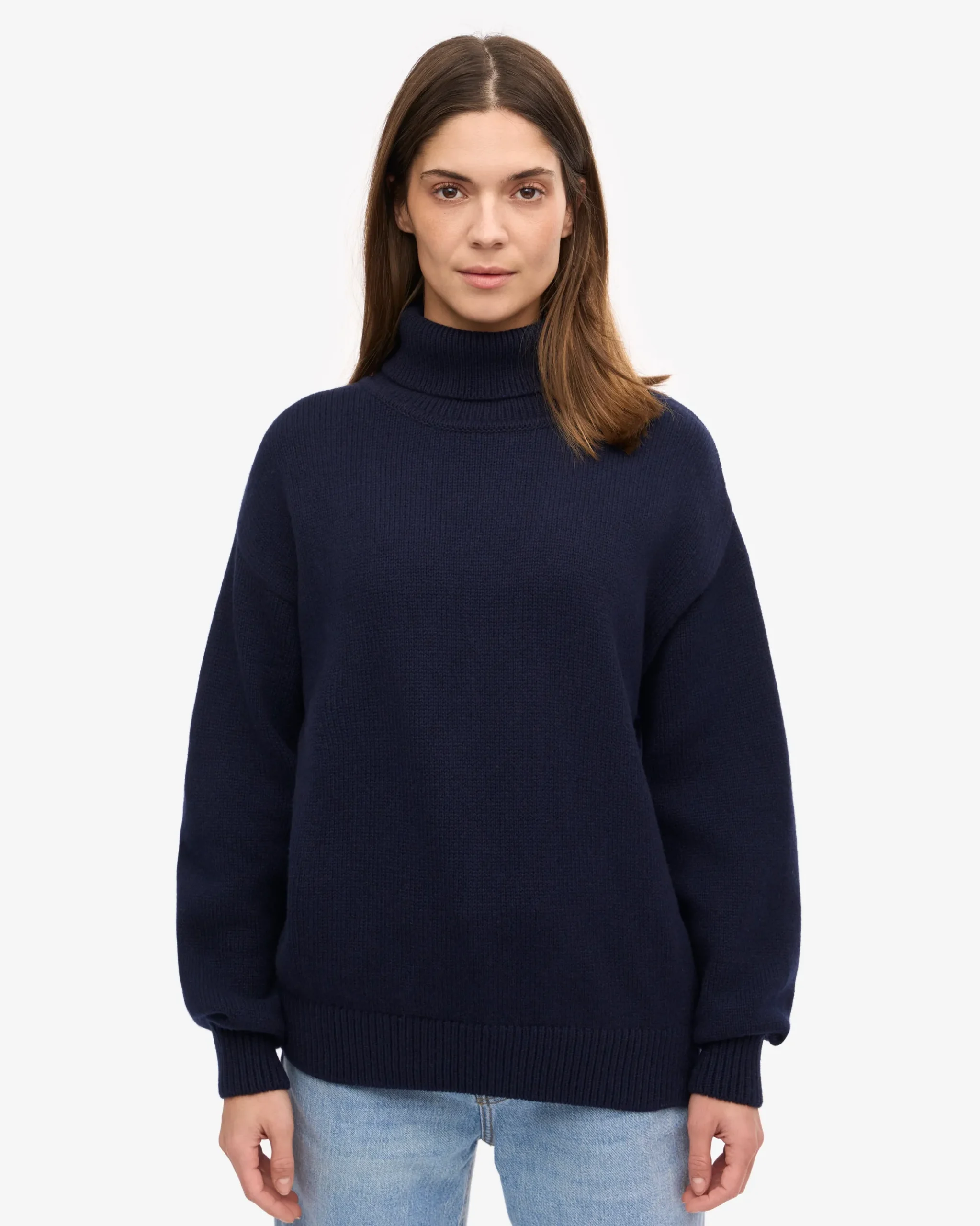 Merino Wool Turtleneck - Navy Blue