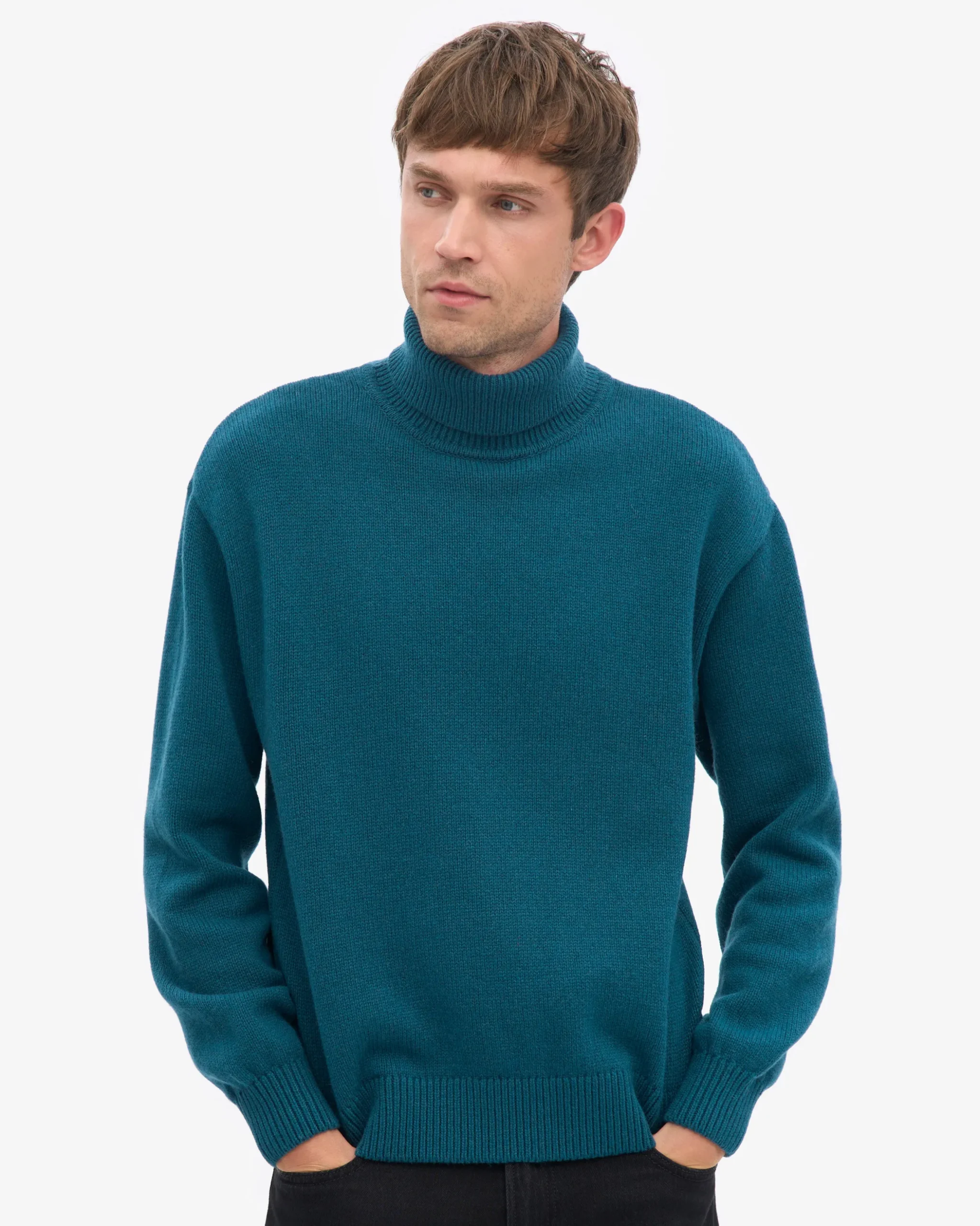 Merino Wool Turtleneck - Ocean Green