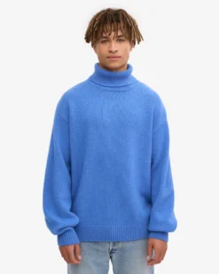 Merino Wool Turtleneck - Pacific Blue