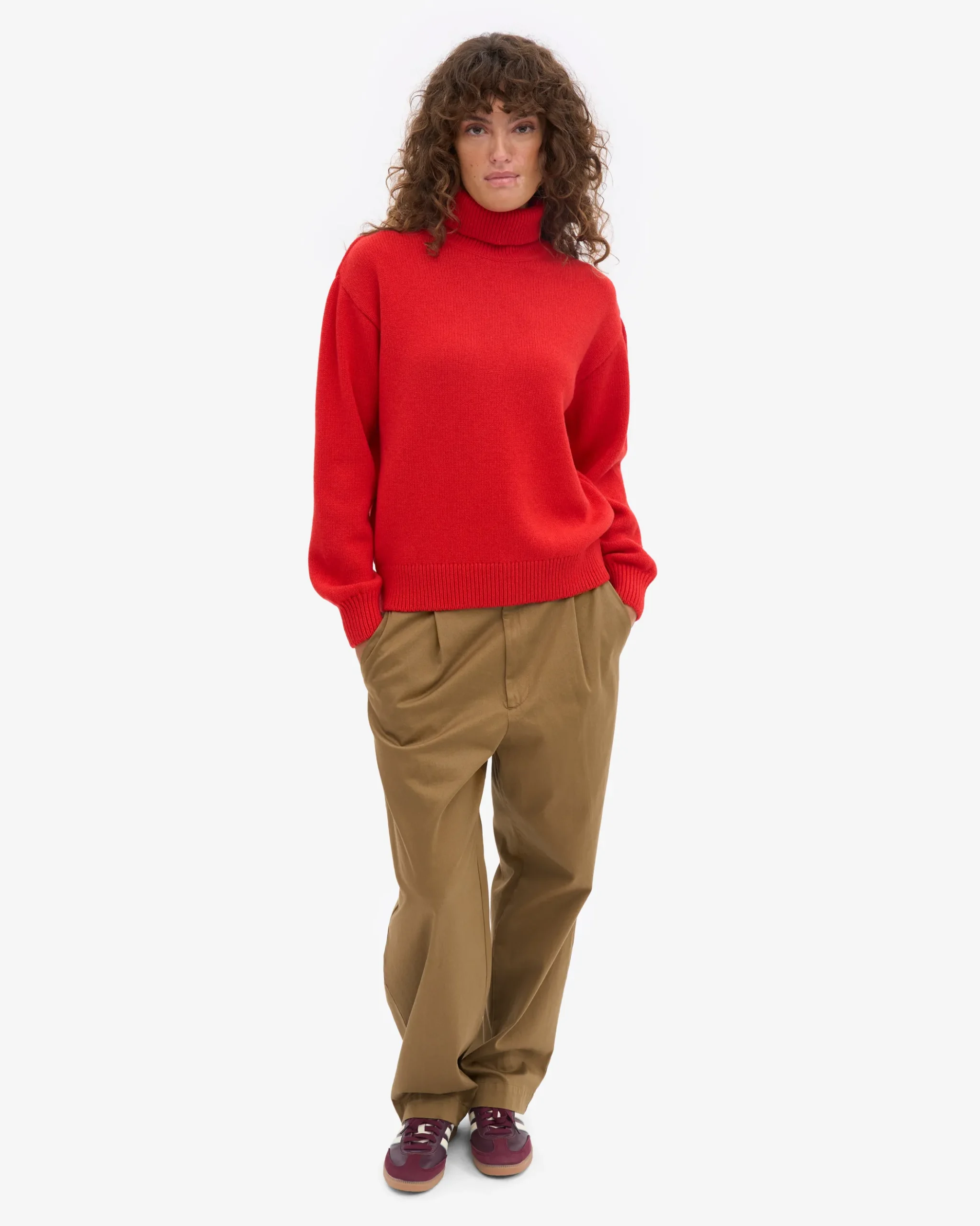 Merino Wool Turtleneck - Red Tangerine