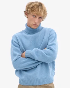 Merino Wool Turtleneck - Seaside Blue