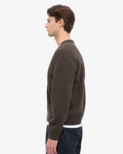 Merino Wool V-Neck Cardigan - Coffee Brown