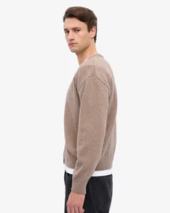 Merino Wool V-Neck Cardigan - Warm Taupe
