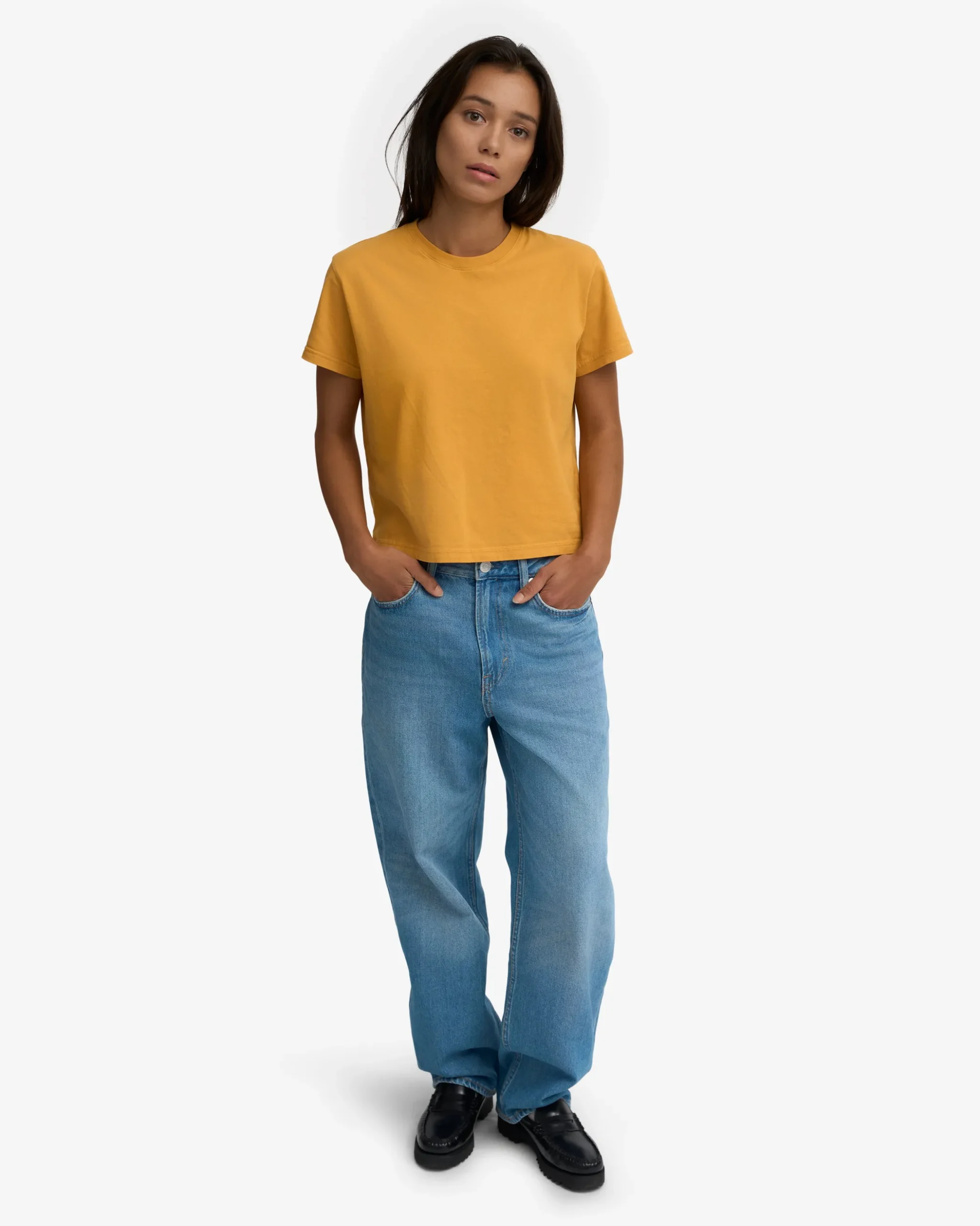 Organic Boxy Crop Tee - Burned Yellow