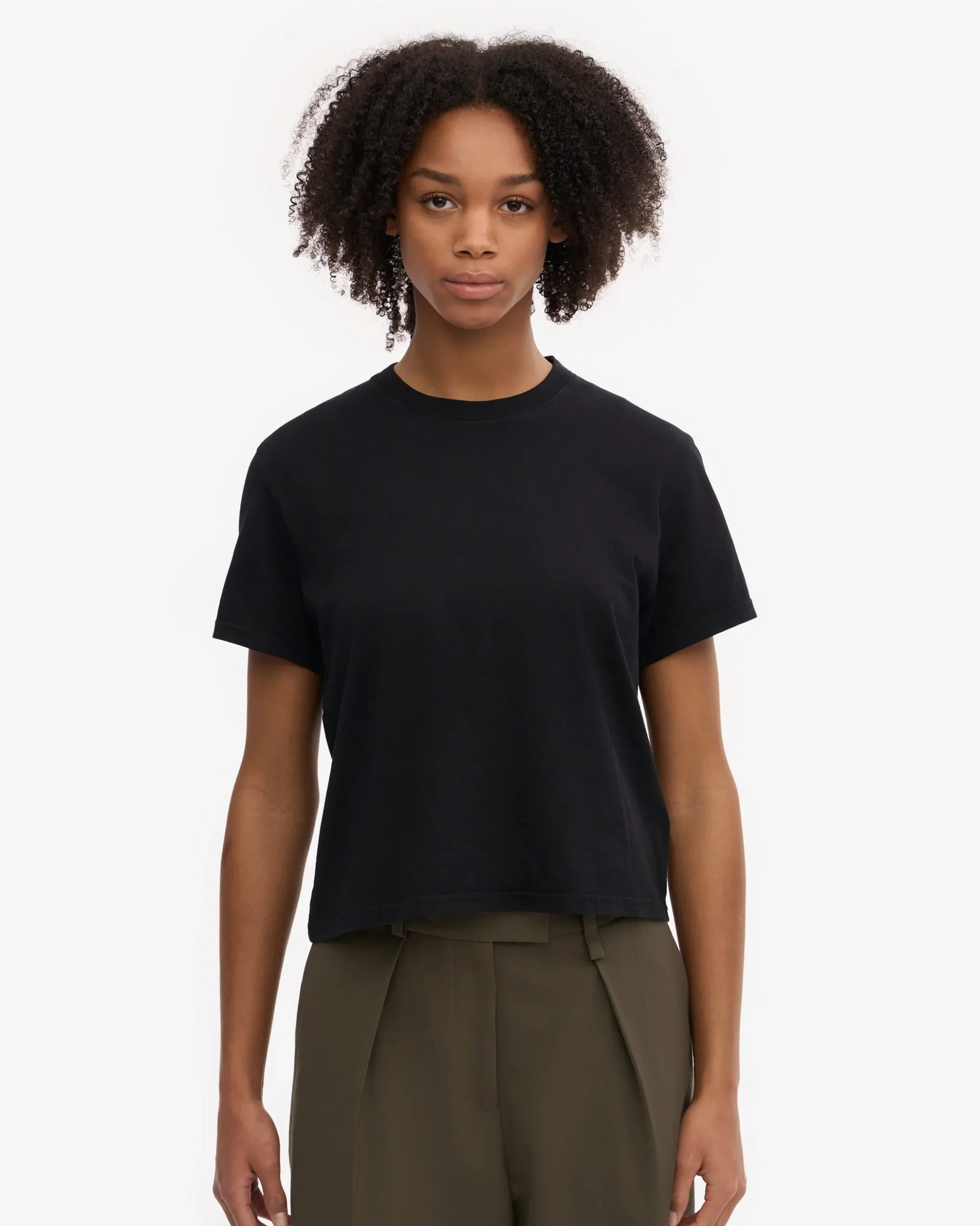 Organic Boxy Crop Tee - Deep Black