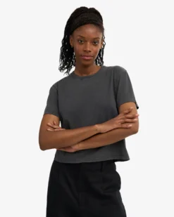 Organic Boxy Crop Tee - Faded Black (3-Pack)