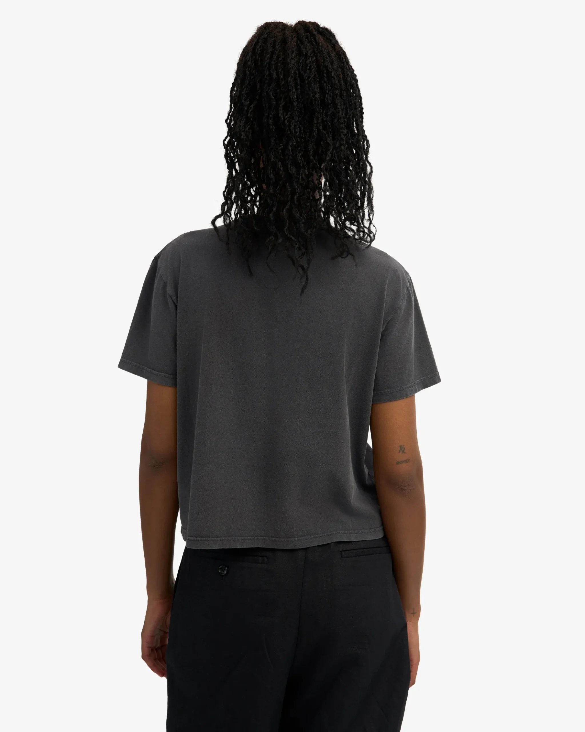 Organic Boxy Crop Tee - Faded Black
