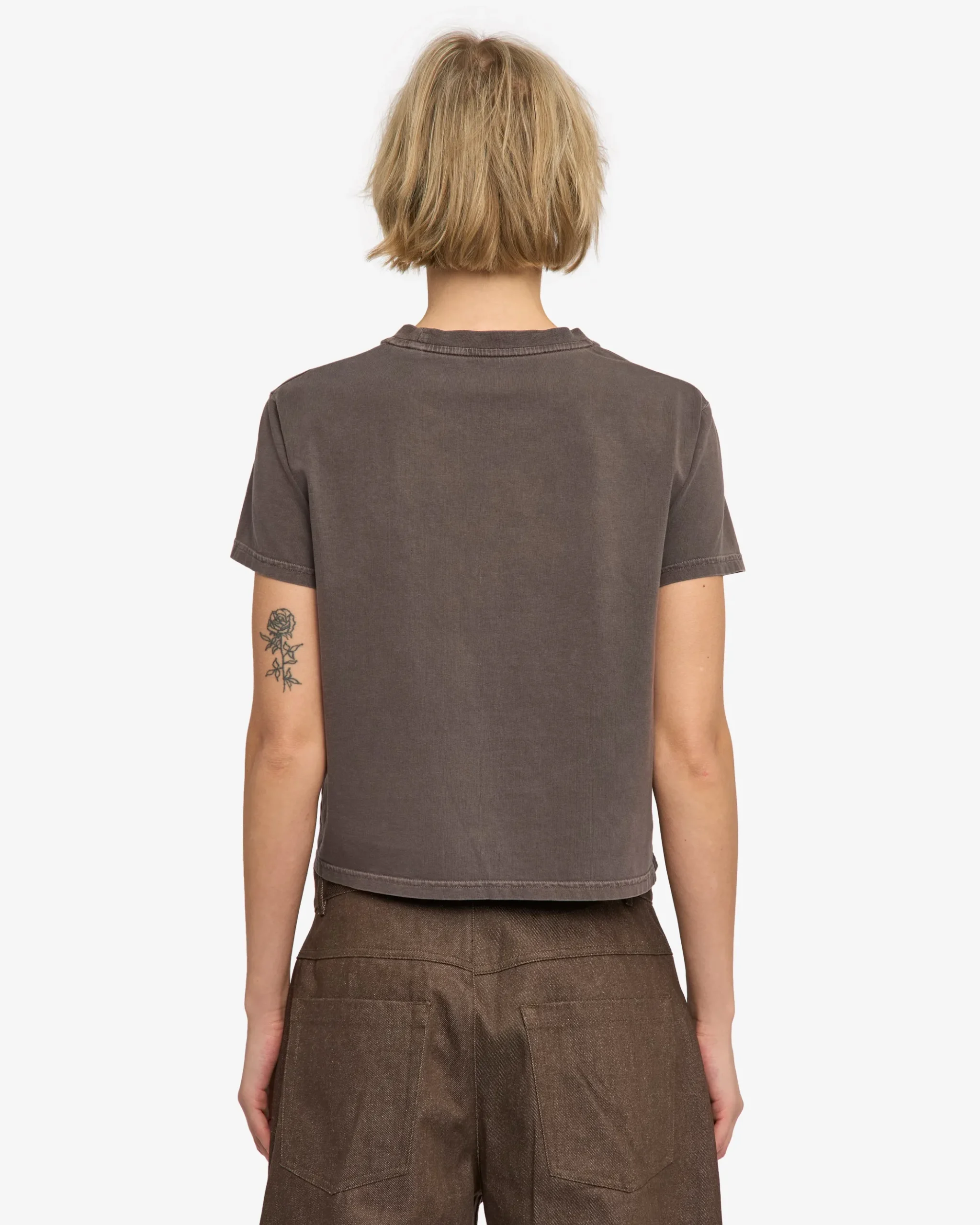 Organic Boxy Crop Tee - Faded Mud