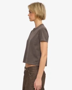 Organic Boxy Crop Tee - Faded Mud