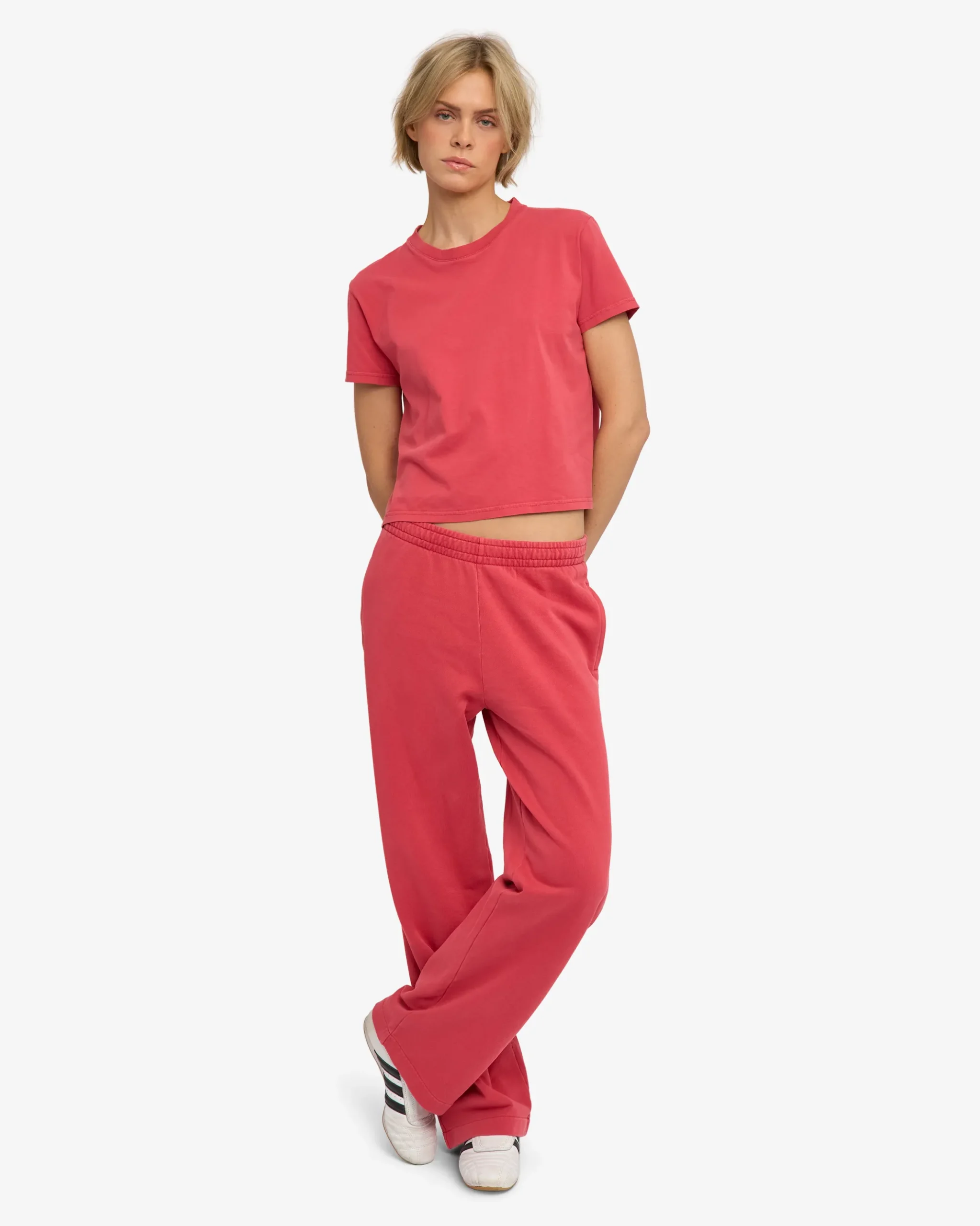 Organic Boxy Crop Tee - Faded Red
