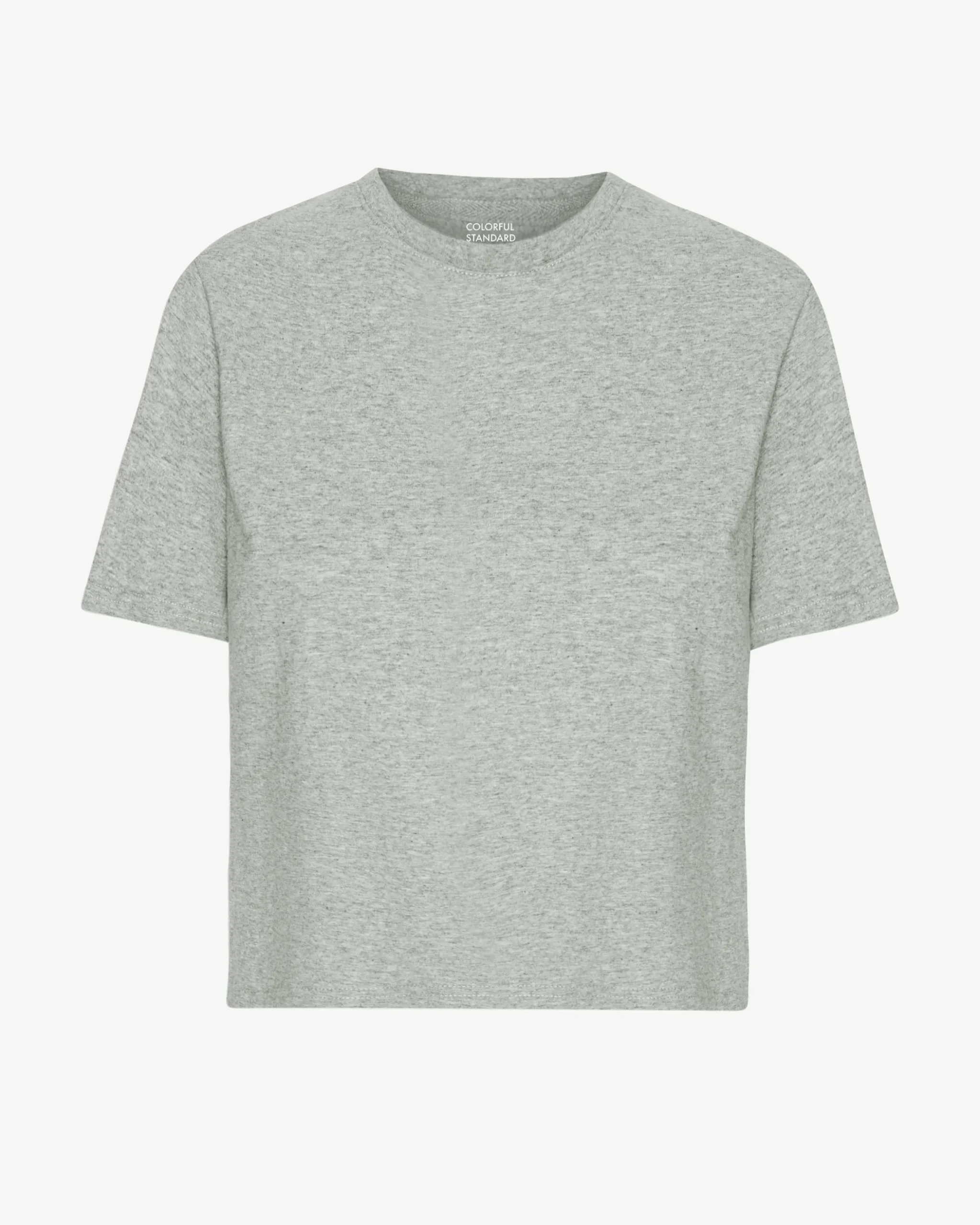 Organic Boxy Crop Tee - Heather Grey