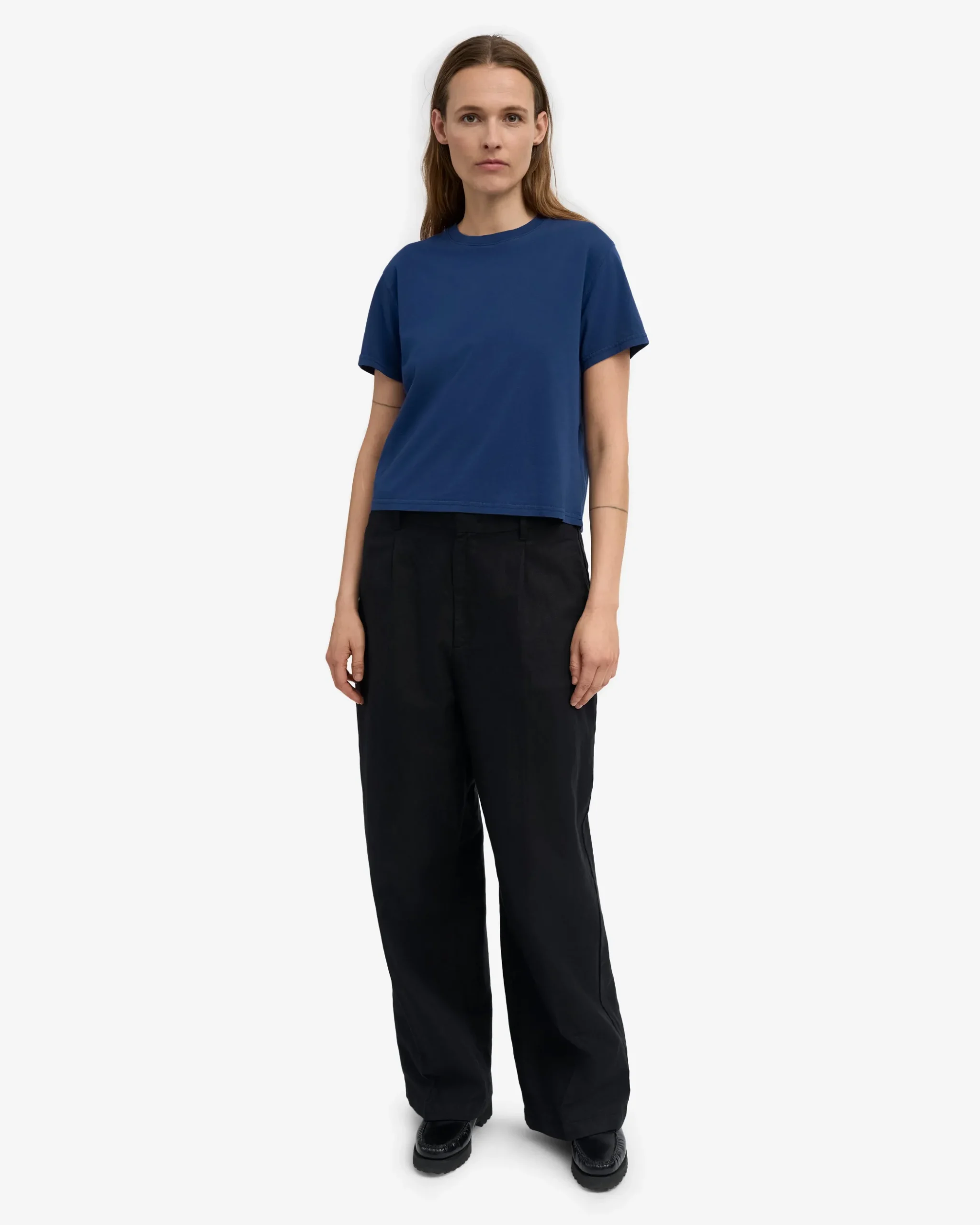 Organic Boxy Crop Tee - Marine Blue (3-Pack)