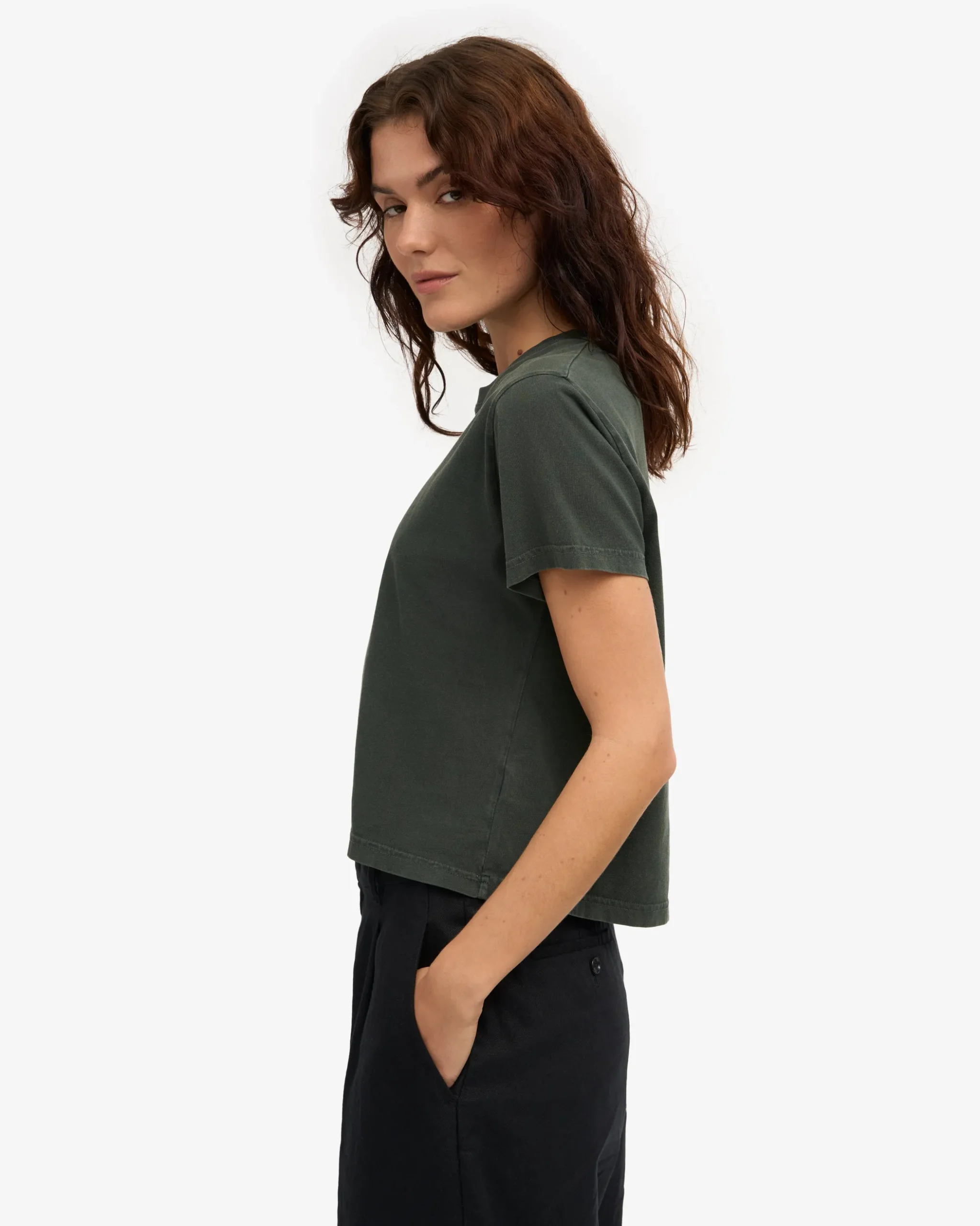 Organic Boxy Crop Tee - Midnight Forest