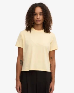 Organic Boxy Crop Tee - Soft Yellow