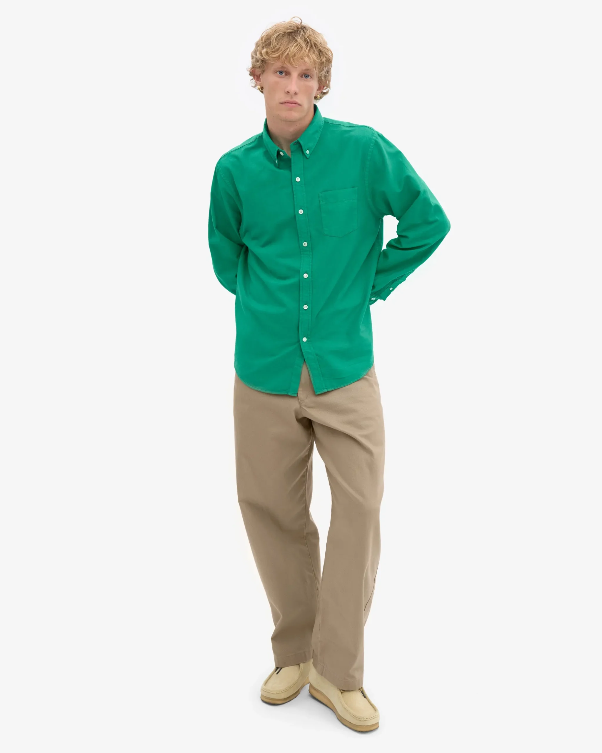 Organic Button Down Shirt - Kelly Green